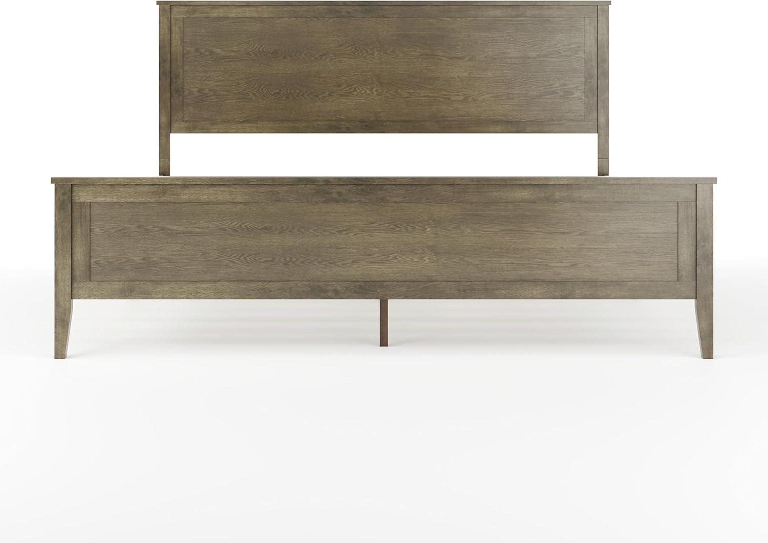 imageMartha Stewart Corbin Solid Wood Platform Bed with Wooden Headboard and Footboard Wood Slat Foundation No Box Spring Needed King Brown GrayBrown Gray