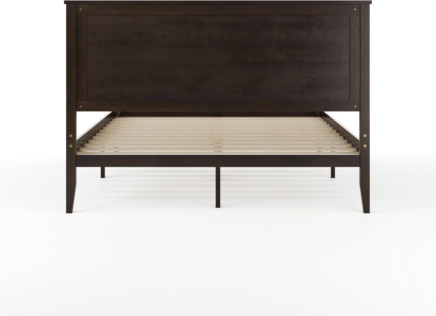 imageMartha Stewart Corbin Solid Wood Platform Bed with Wooden Headboard and Footboard Wood Slat Foundation No Box Spring Needed King Brown GrayDark Brown