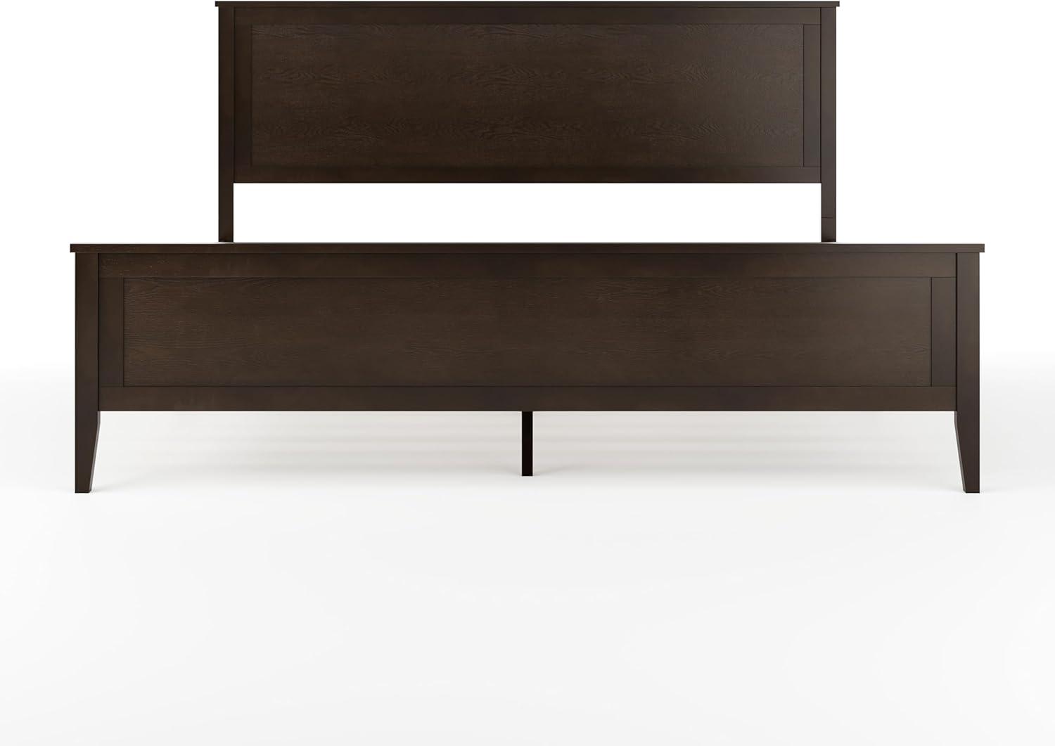 imageMartha Stewart Corbin Solid Wood Platform Bed with Wooden Headboard and Footboard Wood Slat Foundation No Box Spring Needed King Brown GrayDark Brown