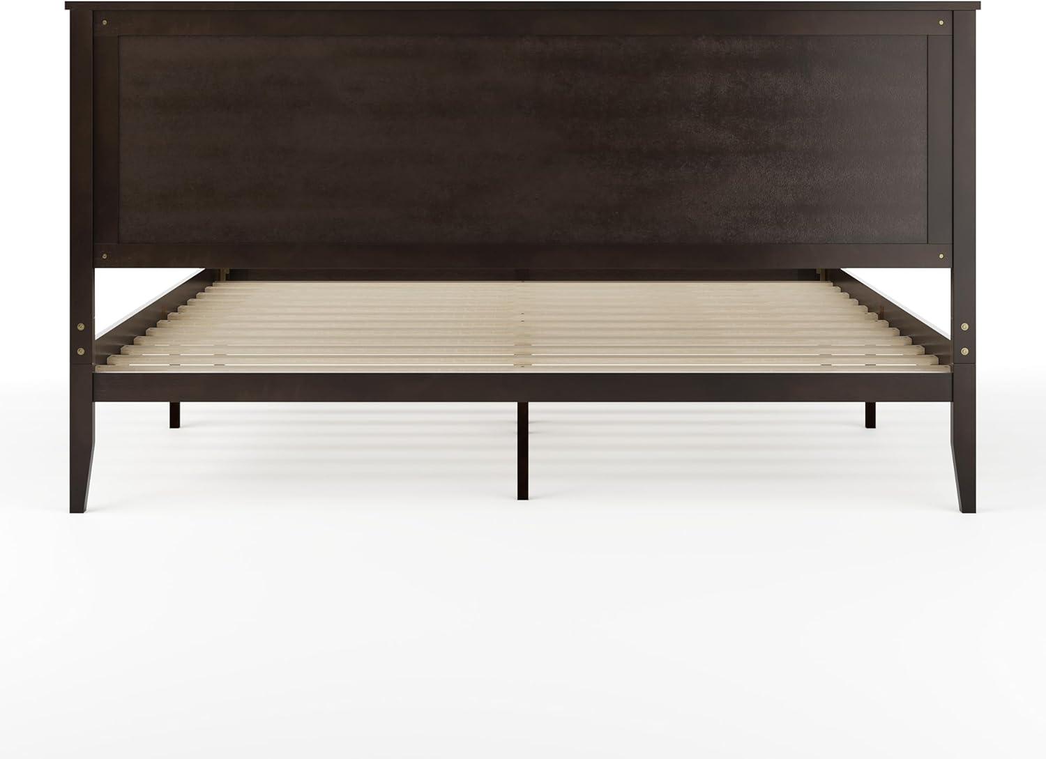 imageMartha Stewart Corbin Solid Wood Platform Bed with Wooden Headboard and Footboard Wood Slat Foundation No Box Spring Needed King Brown GrayDark Brown