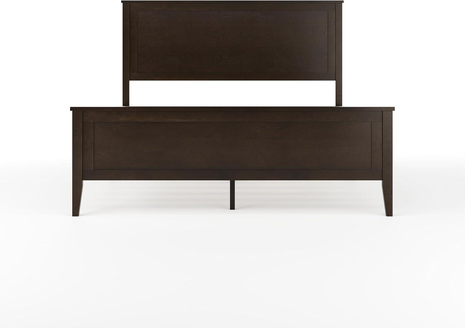 imageMartha Stewart Corbin Solid Wood Platform Bed with Wooden Headboard and Footboard Wood Slat Foundation No Box Spring Needed King Brown GrayDark Brown