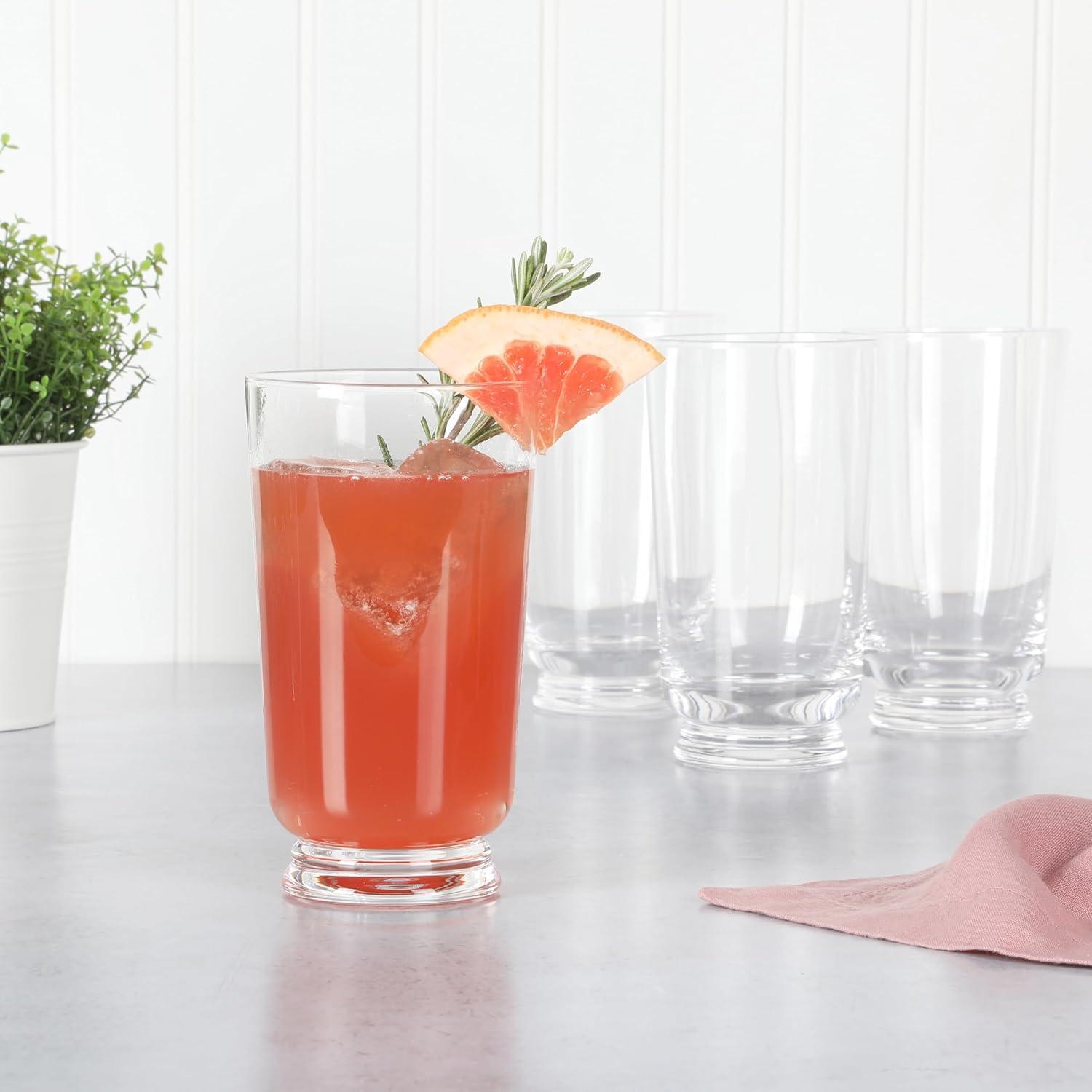 imageMartha Stewart Crispa 4 Piece 18 Ounce Handmade Hi Ball Glassware Set Jade GreenClear Glass