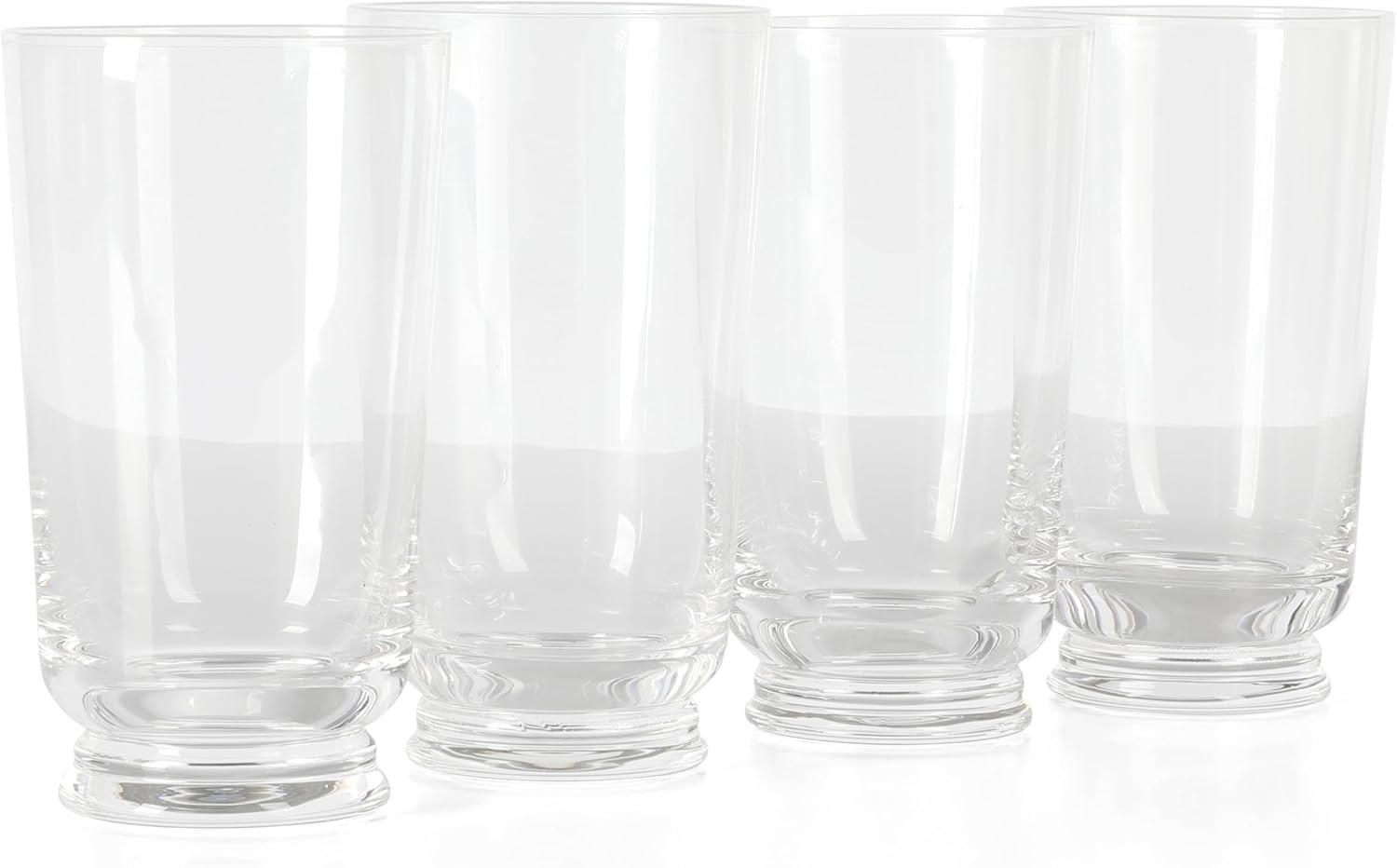 imageMartha Stewart Crispa 4 Piece 18 Ounce Handmade Hi Ball Glassware Set Jade GreenClear Glass