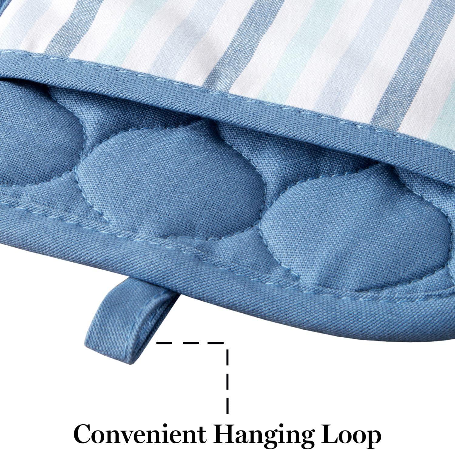 imageMartha Stewart Daisy Stripe Pot Holder Set 2Pack Green 7quotx10quotBlue