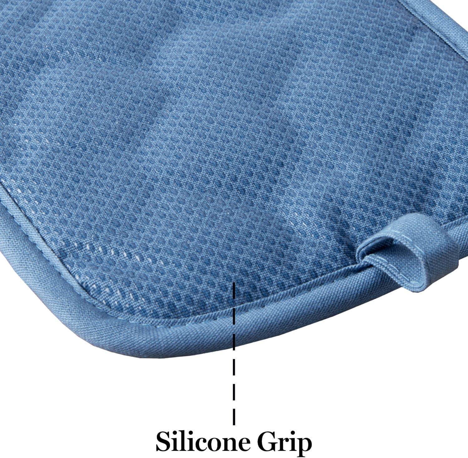 imageMartha Stewart Daisy Stripe Pot Holder Set 2Pack Green 7quotx10quotBlue