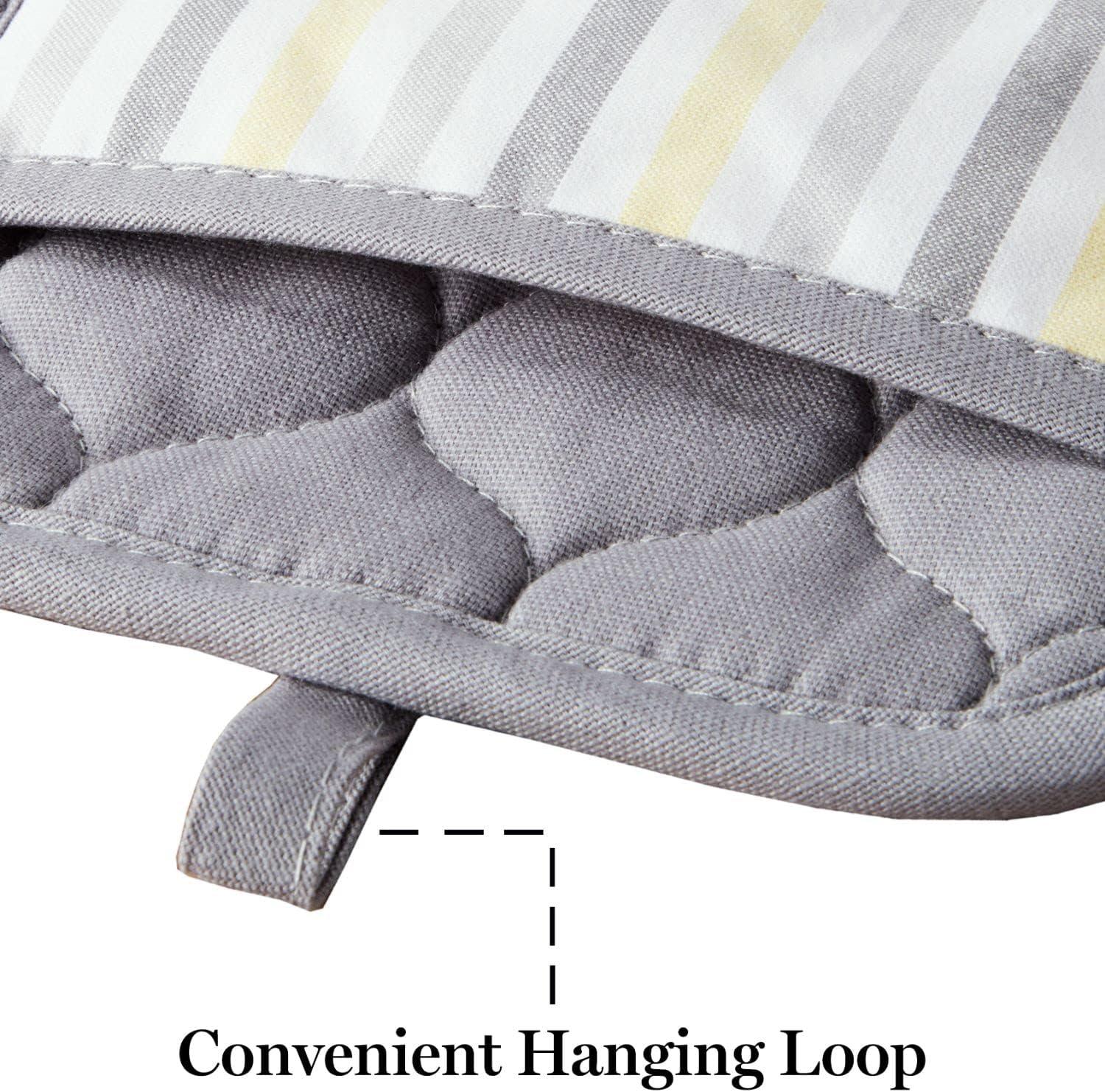 imageMartha Stewart Daisy Stripe Pot Holder Set 2Pack Green 7quotx10quotGreyYellow