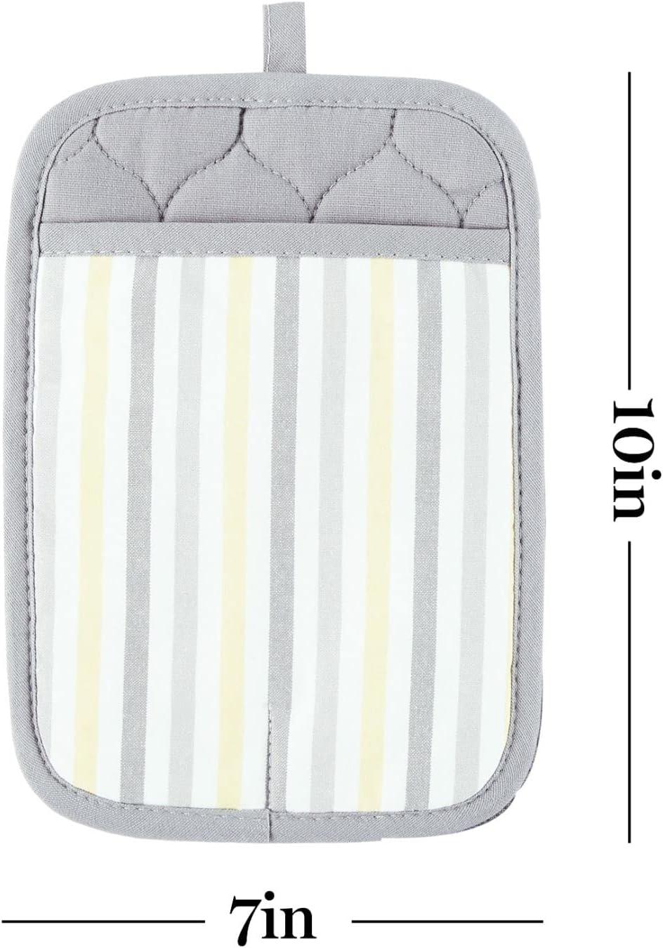 imageMartha Stewart Daisy Stripe Pot Holder Set 2Pack Green 7quotx10quotGreyYellow