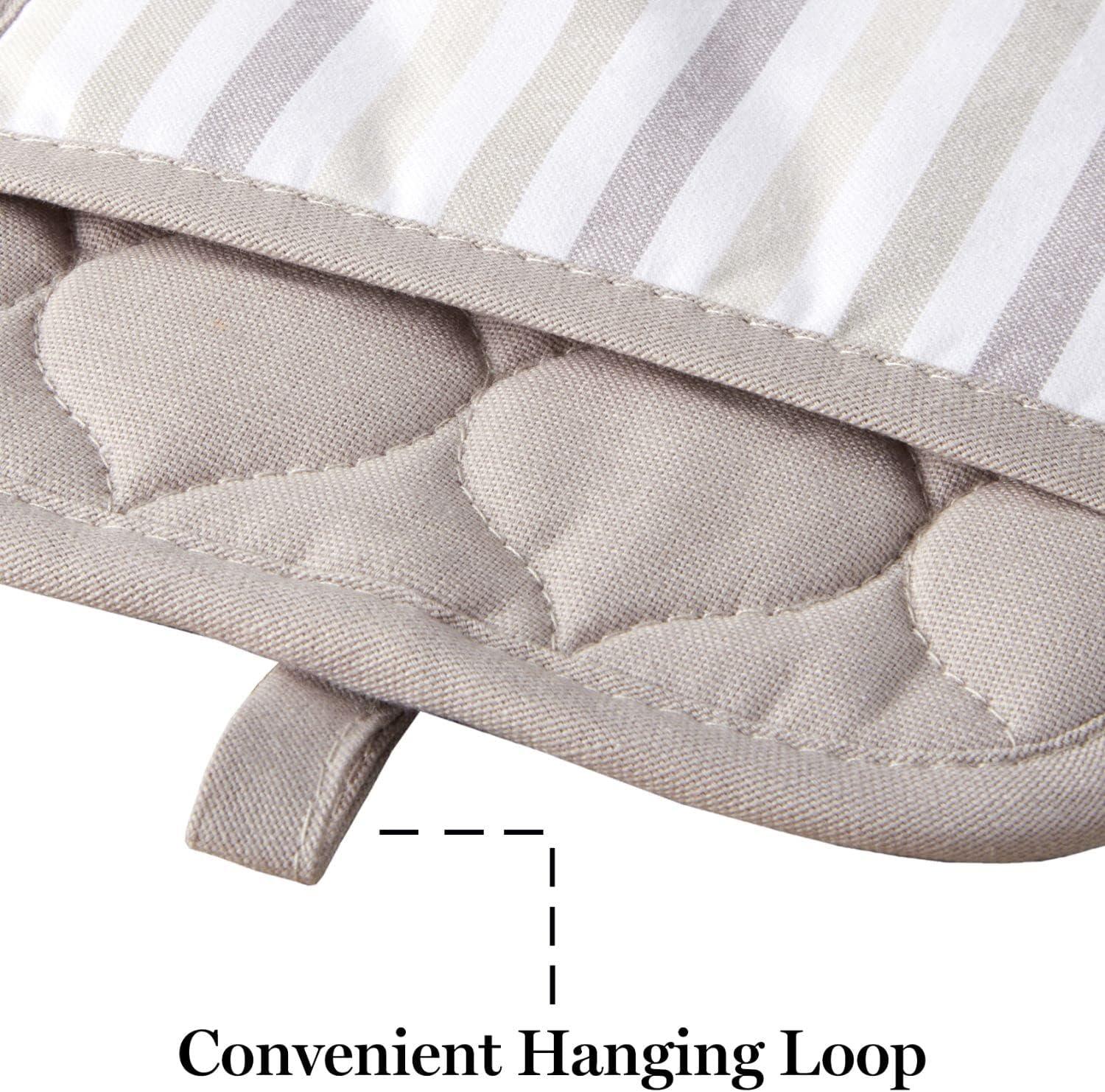 imageMartha Stewart Daisy Stripe Pot Holder Set 2Pack Green 7quotx10quotLinen