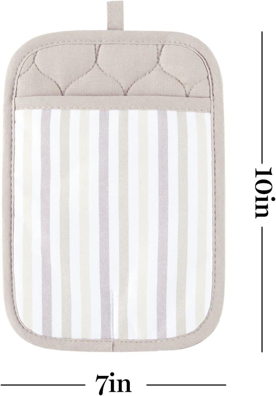 imageMartha Stewart Daisy Stripe Pot Holder Set 2Pack Green 7quotx10quotLinen