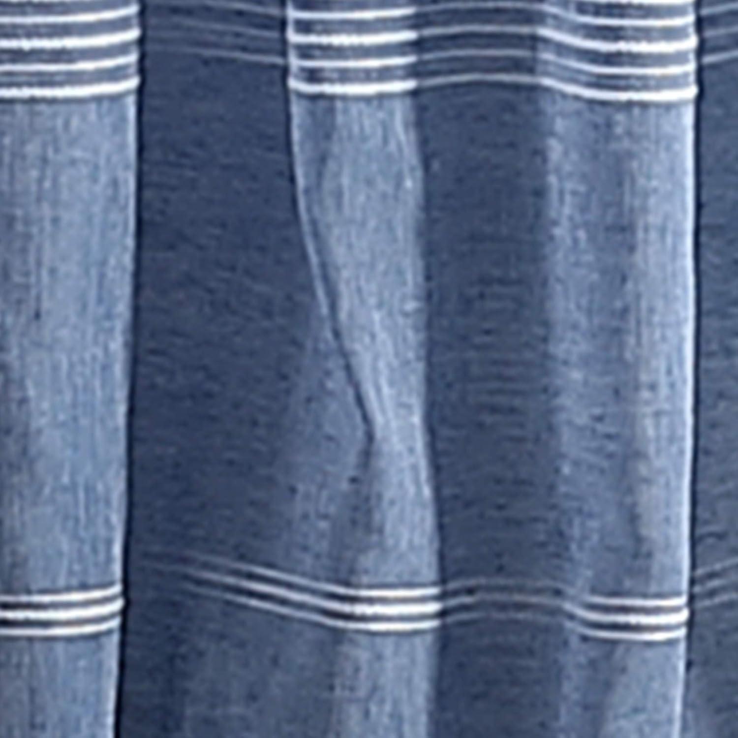 imageMartha Stewart Delicate Stripe Sheer Rod Pocket Window Curtain Panel Pair for Living Room 84quot WhiteIndigo