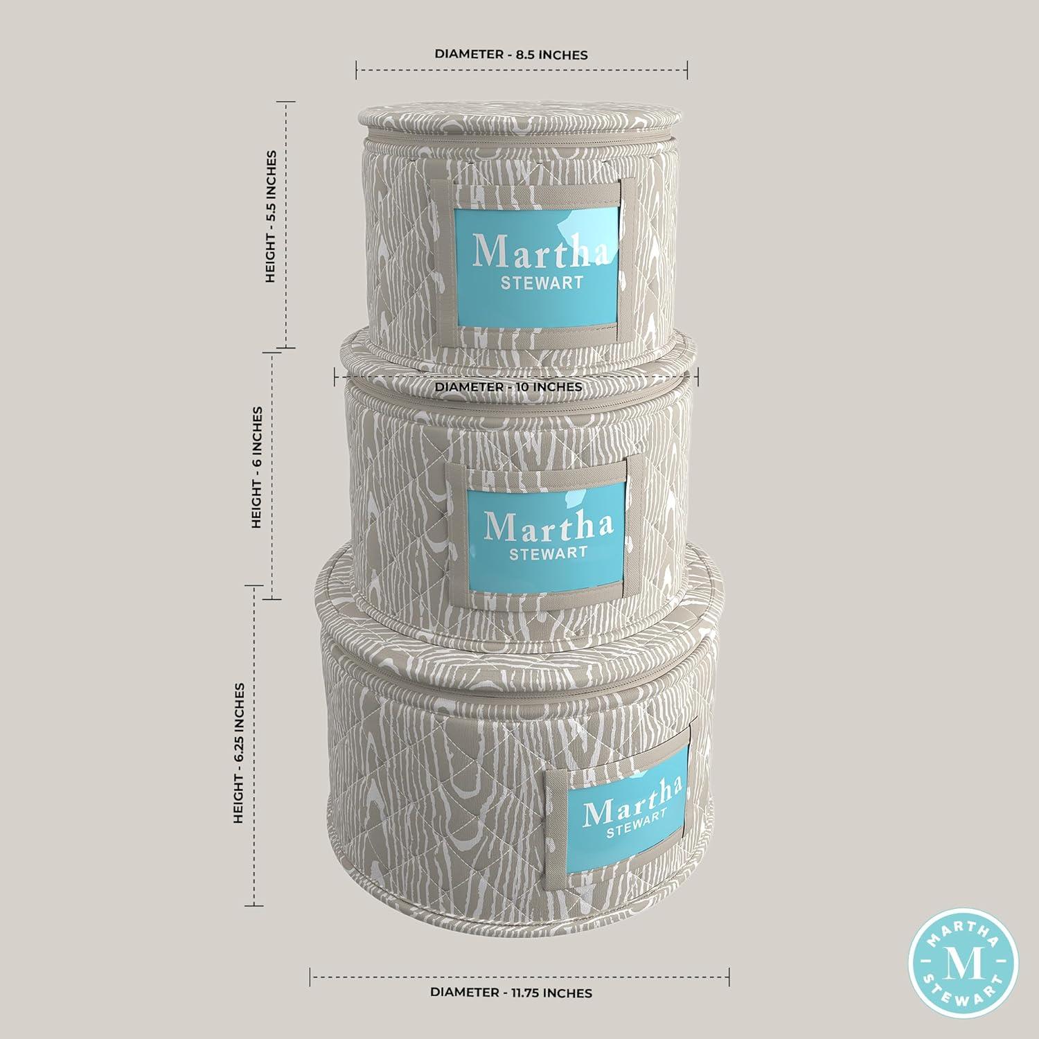 imageMartha Stewart Dinnerware Stemware Glassware Stackable Organizer Home Storage Container Case 3 Piece Dinnerware Set Organizer For Dessert Salad and Dinner Plates With Felt Dividers MintSkyland Faux Bois