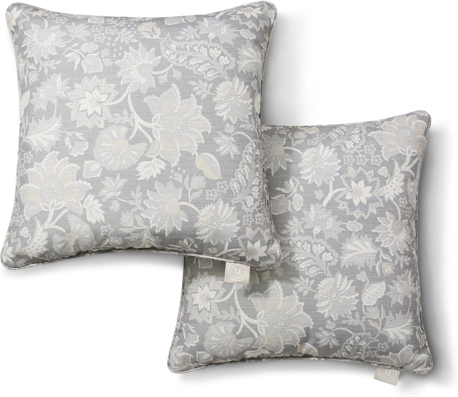 imageMartha Stewart Distressed Jacobean Indoor Outdoor Decorative Lumbar Pillow 2Pack Set UV Fade Resistant Water Repellent Printed Floral Design Grey 11quotx18quotGrey