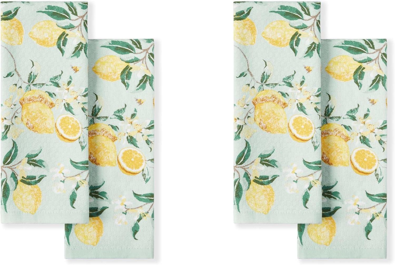 imageMartha Stewart Dual Purpose Kitchen Towel 2Pack Set Floral Vine 16quotx28quotLemon Whimsy