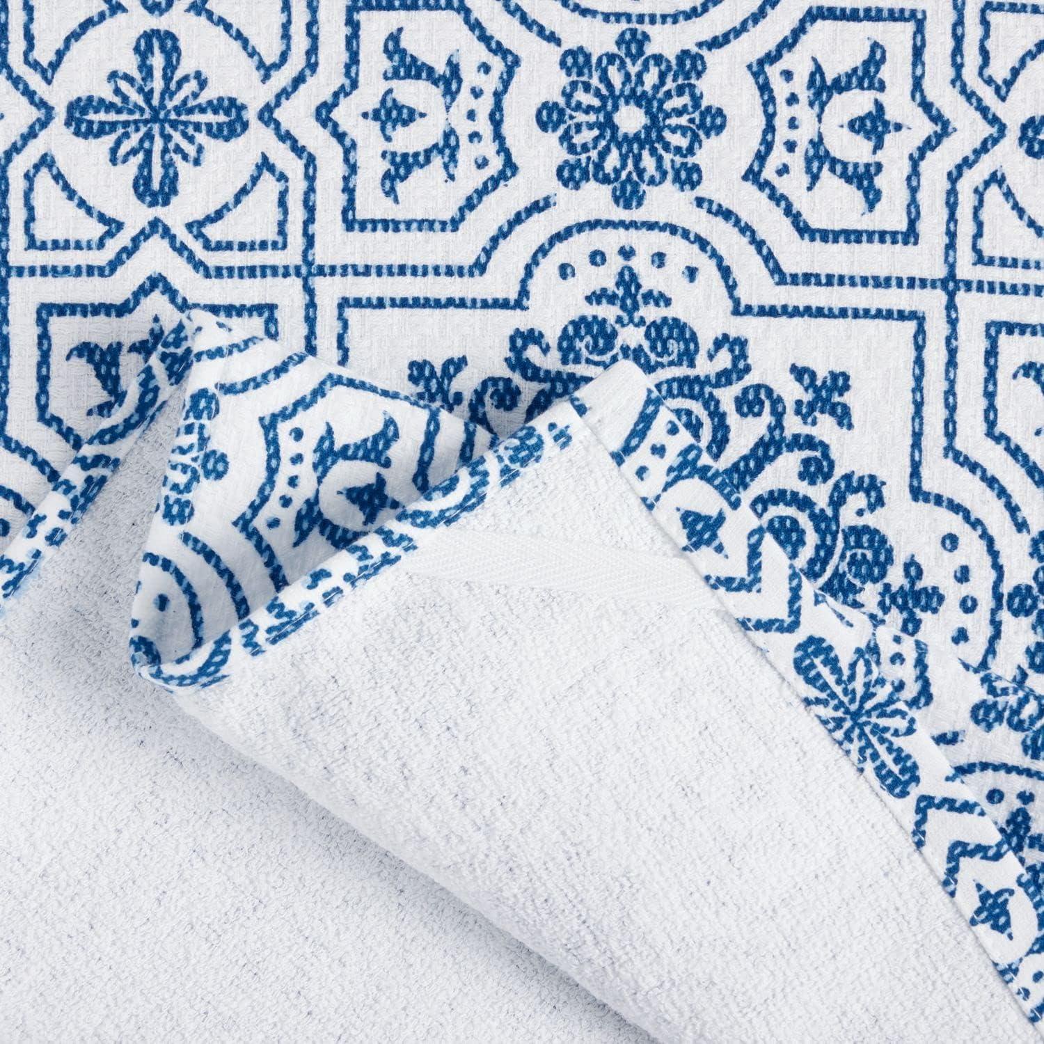 imageMartha Stewart Dual Purpose Kitchen Towel 2Pack Set Floral Vine 16quotx28quotStrie Medallion