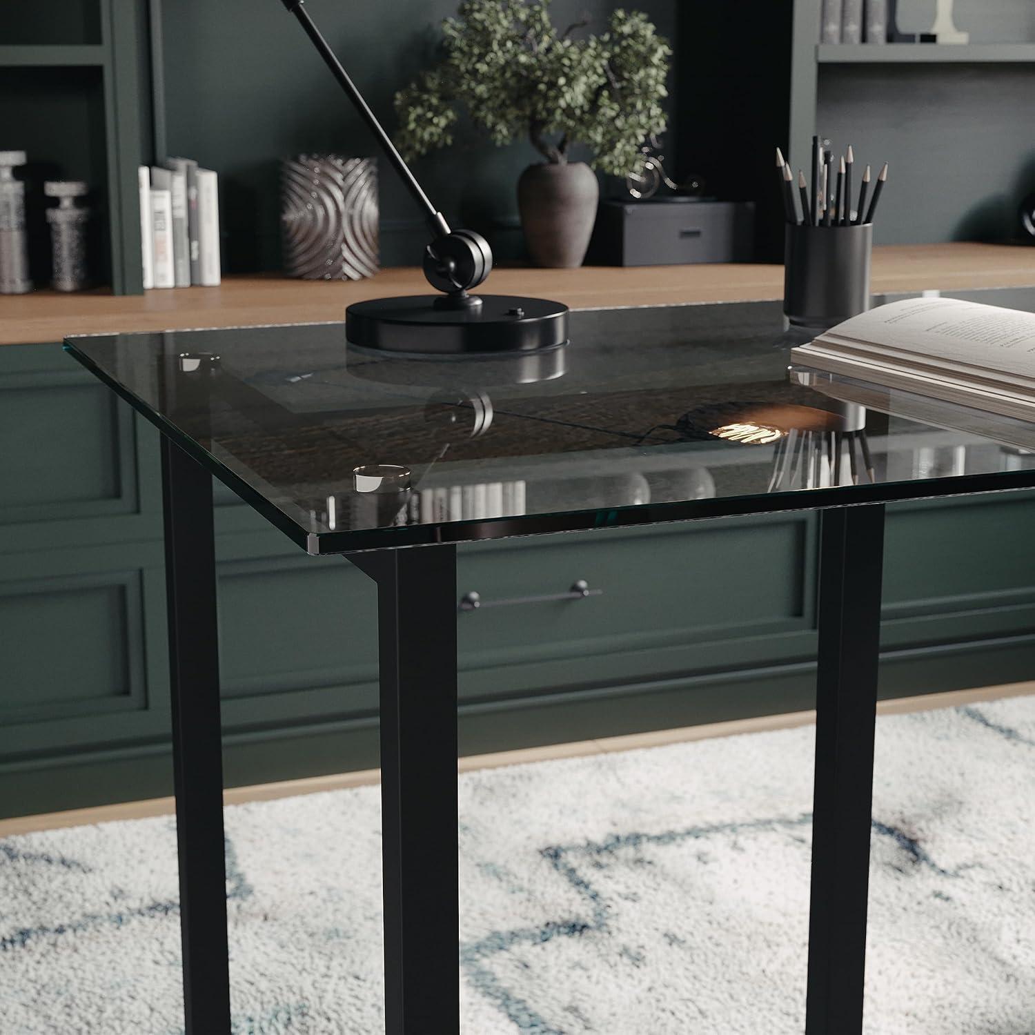 imageMartha Stewart Eli Home Office Desk with Glass Top and Steel Frame Oil Rubbed BronzeClear TopOil Rubbed Bronze Frame