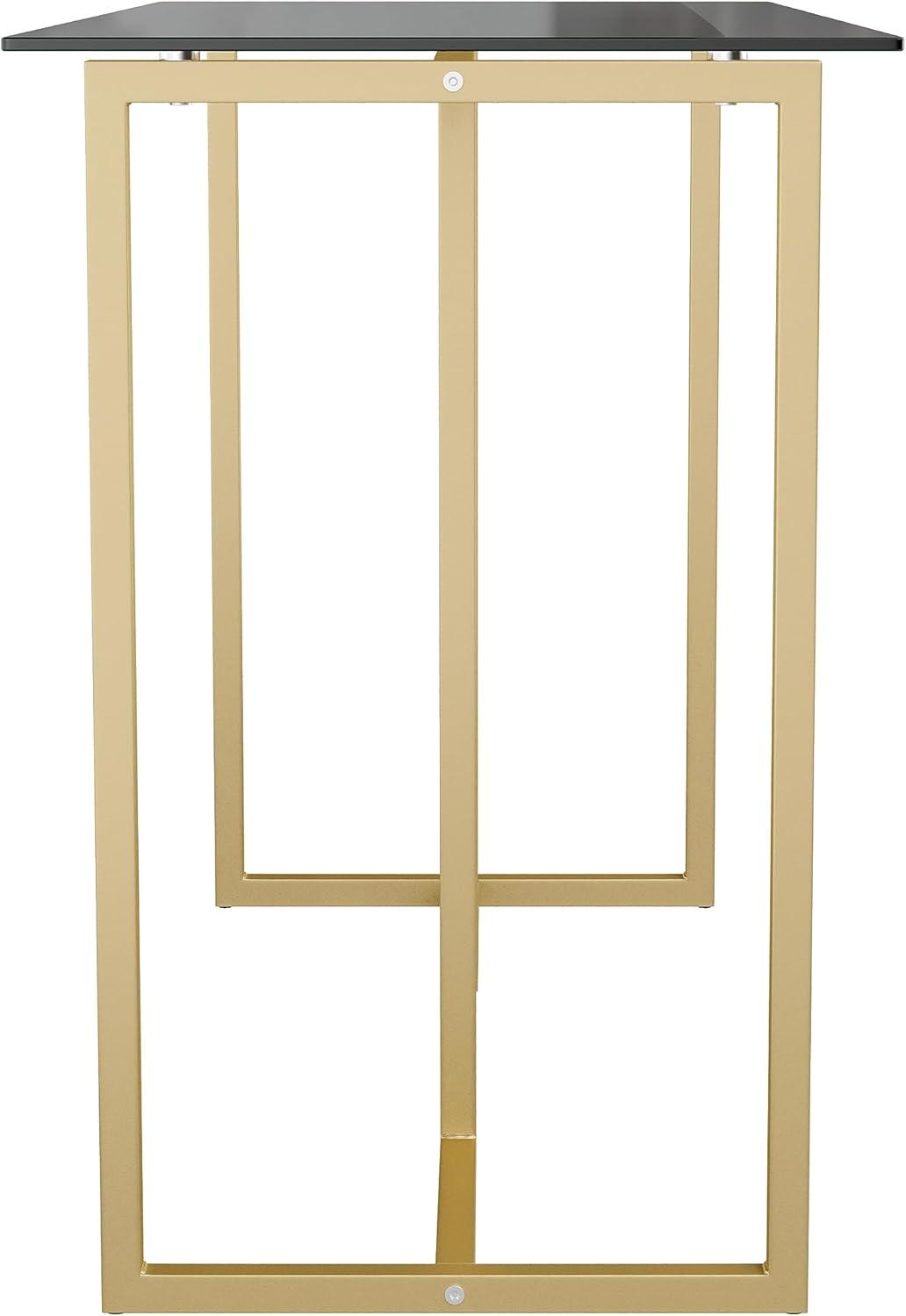 imageMartha Stewart Eli Home Office Desk with Glass Top and Steel Frame Oil Rubbed BronzeClear TopPolished Brass Frame