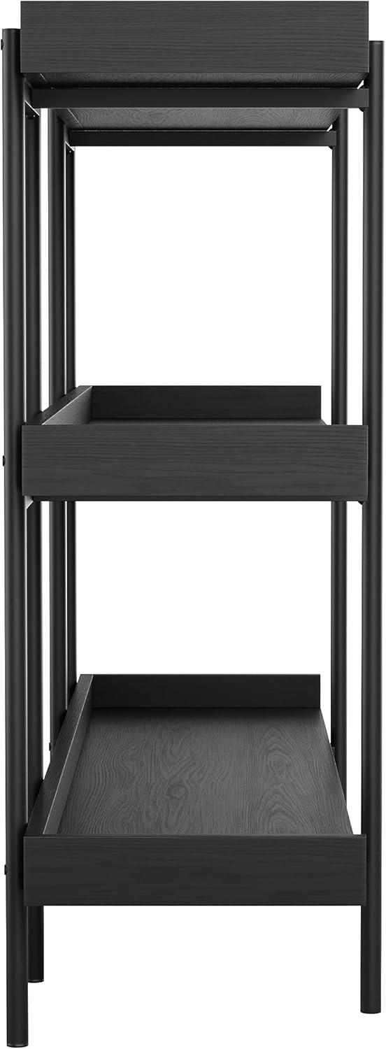 imageMartha Stewart Emmett 3 Shelf Bookcase with Vertical Metal Frame Home Office Storage Display Unit 35quot H Walnut Wood GrainPolished BrassBlack Wood GrainOil Rubbed Bronze Frame