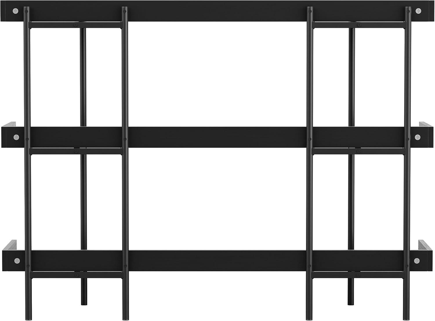 imageMartha Stewart Emmett 3 Shelf Bookcase with Vertical Metal Frame Home Office Storage Display Unit 35quot H Walnut Wood GrainPolished BrassBlack Wood GrainOil Rubbed Bronze Frame