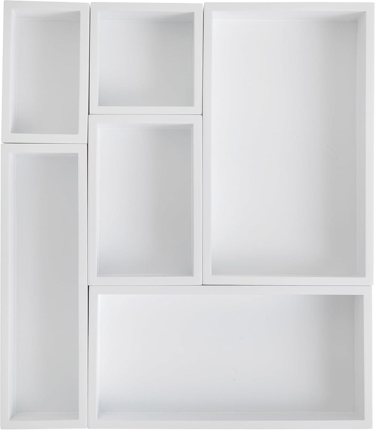 imageMartha Stewart Enzo Wooden Desk Drawer Organizer Set Engineered Wood Organizers in Various Sizes 6 Piece WhiteWhite