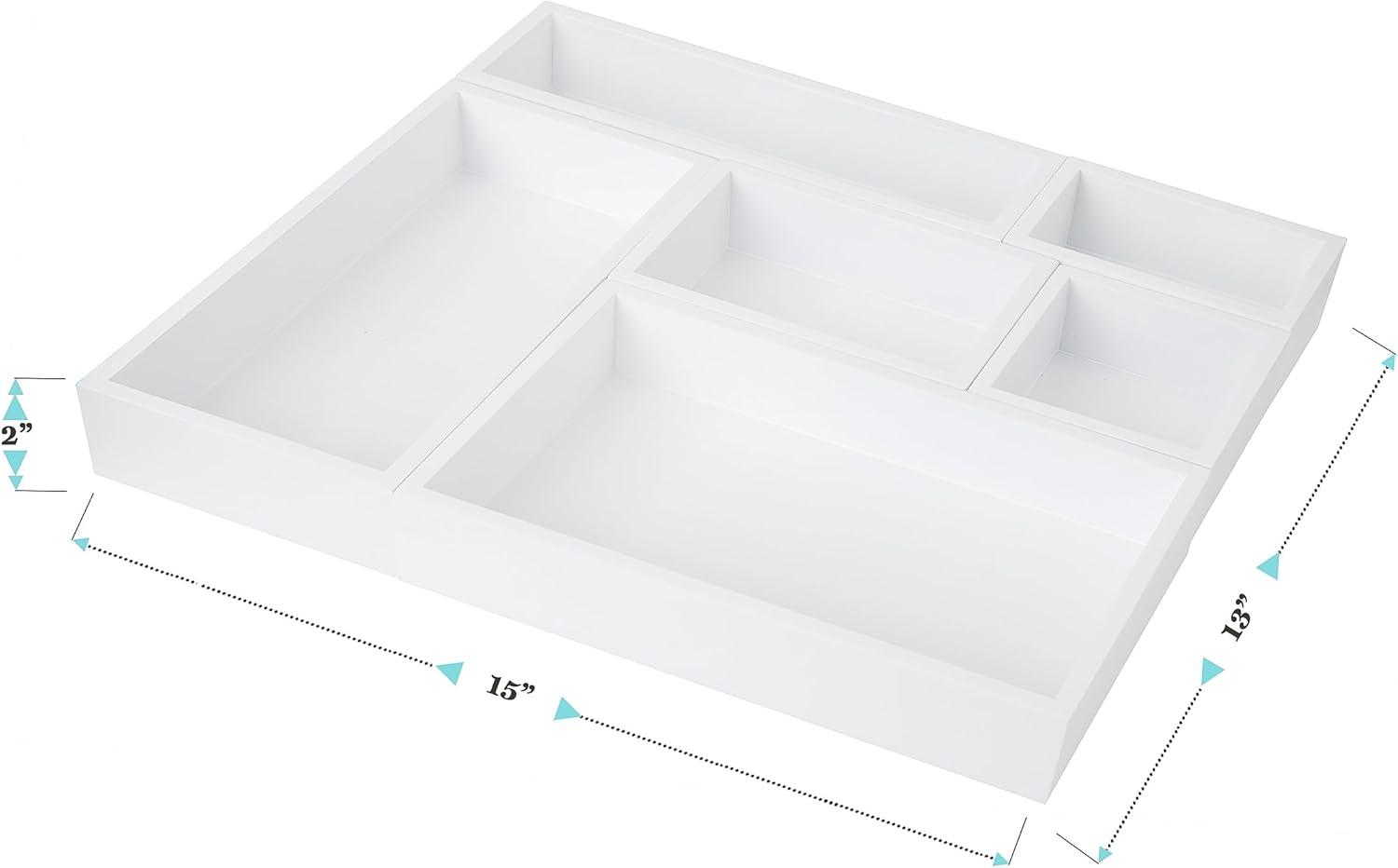 imageMartha Stewart Enzo Wooden Desk Drawer Organizer Set Engineered Wood Organizers in Various Sizes 6 Piece WhiteWhite