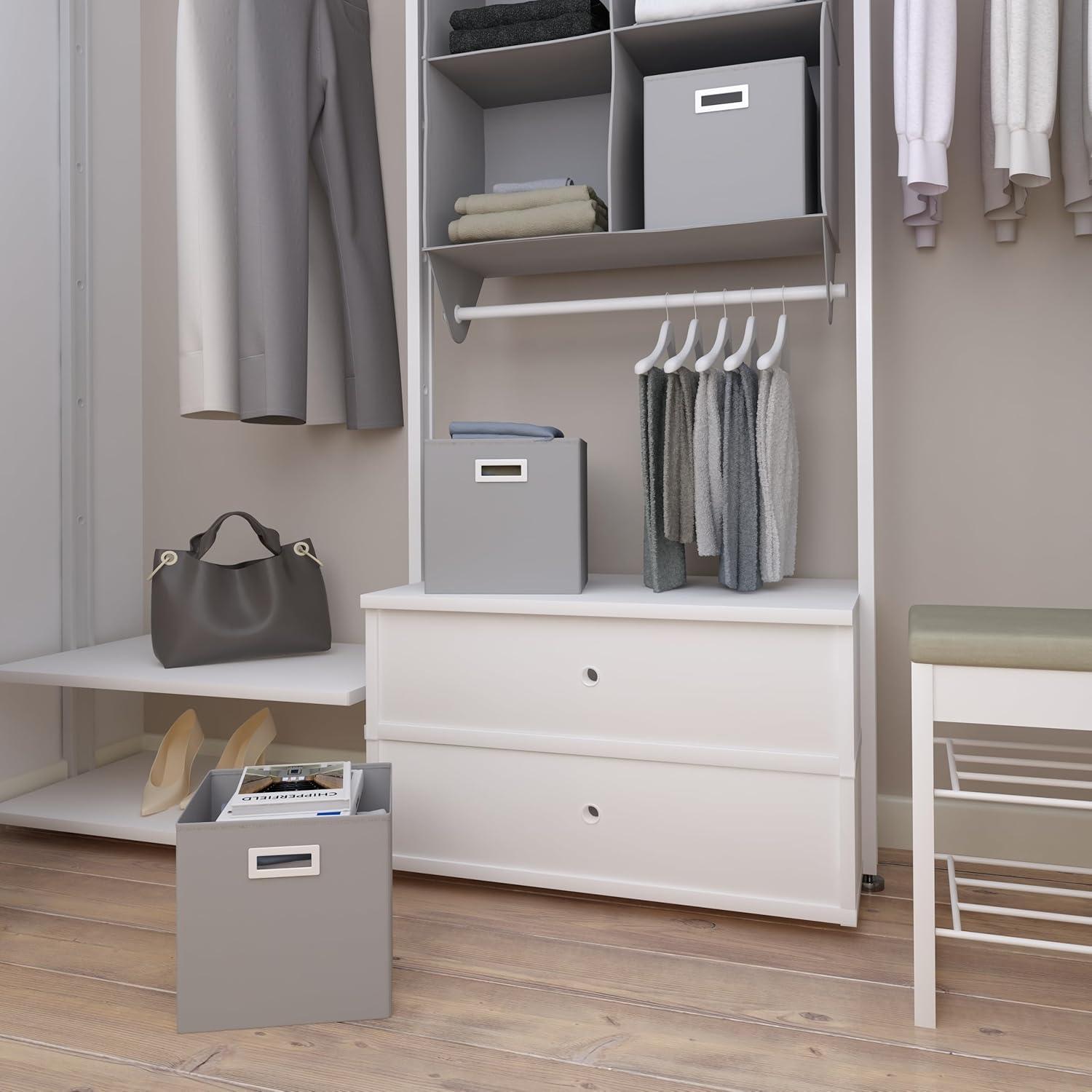 imageMartha Stewart Essential Collapsible Stackable Decorative Home Storage Cube Organization Two Piece Set Includes One Storage Cube With Dividers and One Craft Cube Bedford FloralGrey