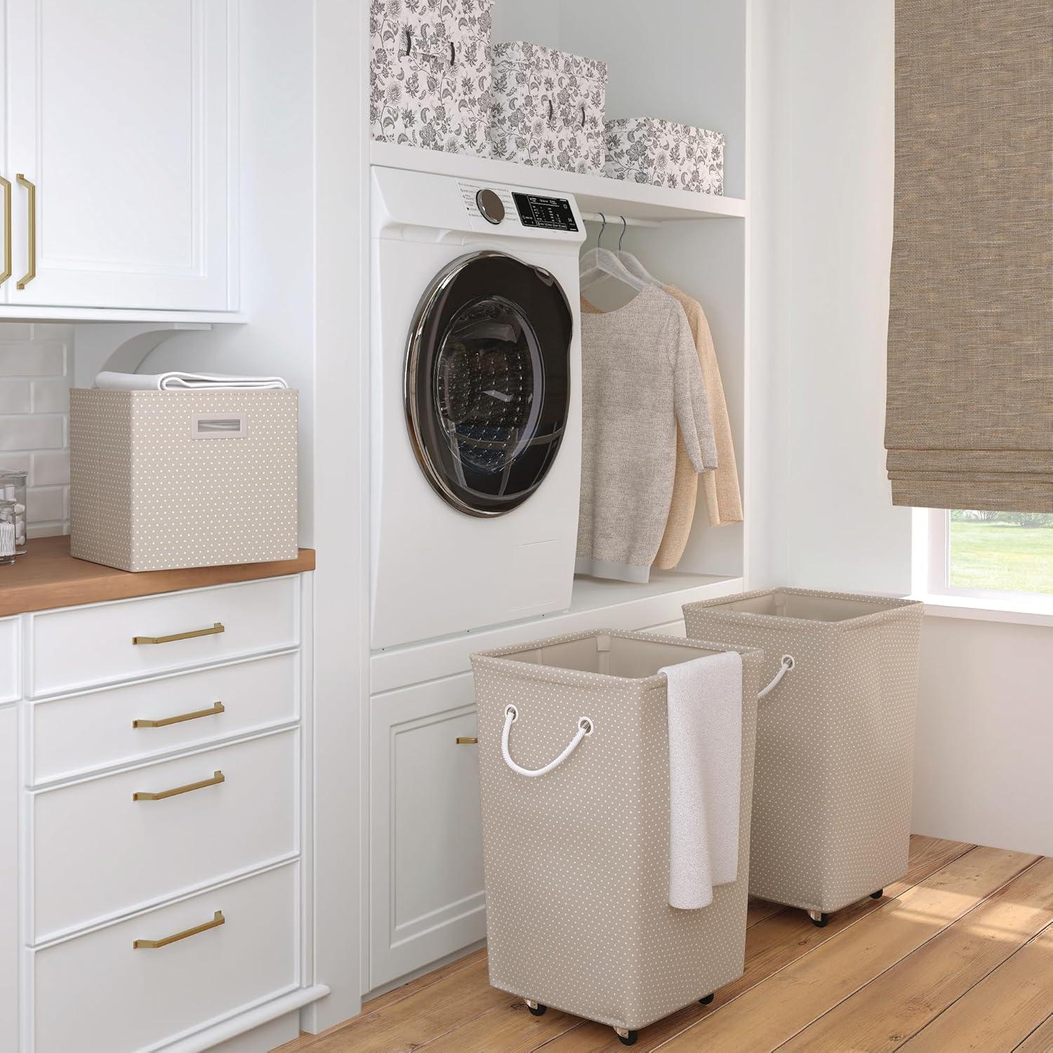 imageMartha Stewart Essential Collapsible Stackable Decorative Home Storage Cube Organization Two Piece Set Includes One Storage Cube With Dividers and One Craft Cube Bedford FloralBedford Floral