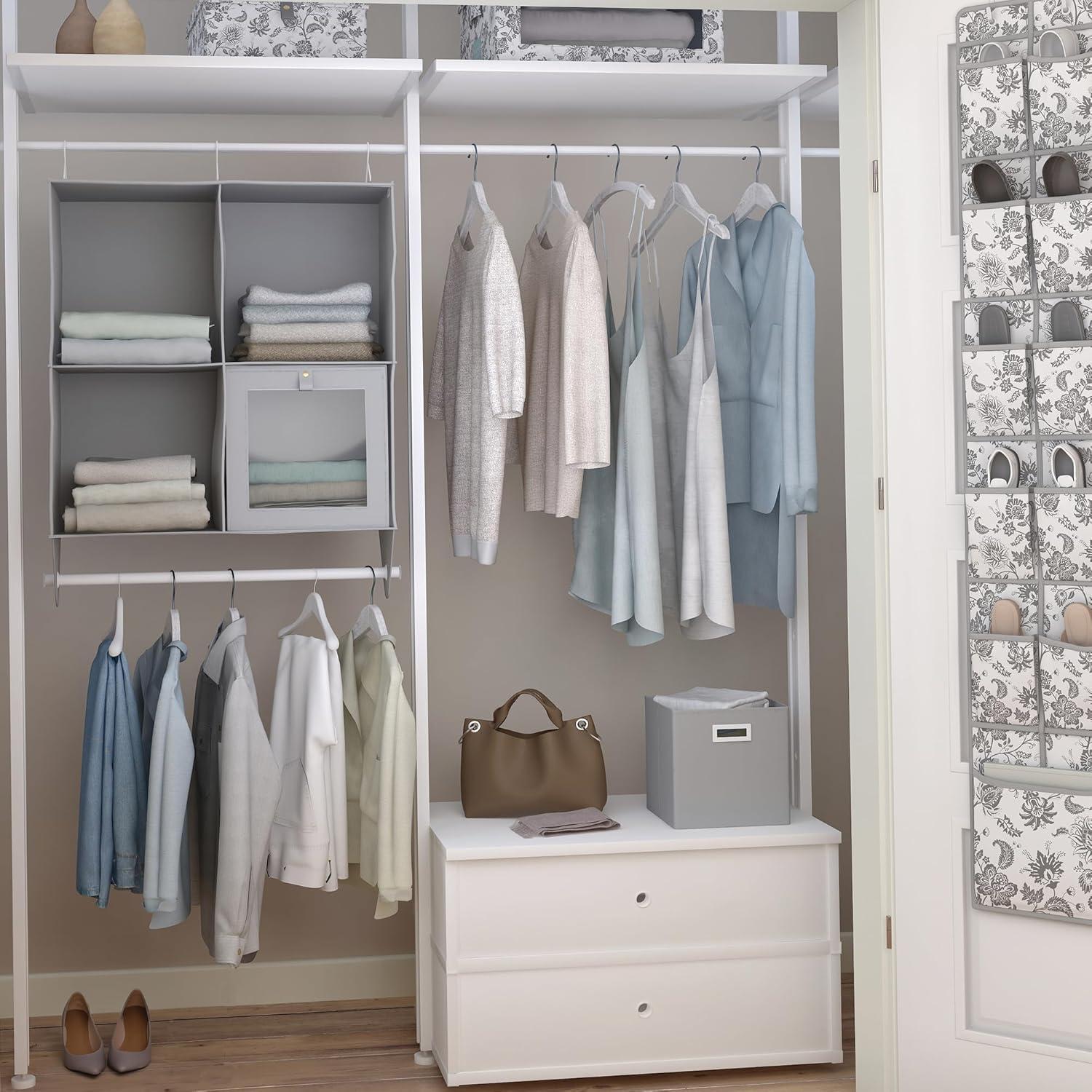 imageMartha Stewart Essential Collapsible Stackable Decorative Home Storage Cube Organization Two Piece Set Includes One Storage Cube With Dividers and One Craft Cube Bedford FloralGrey