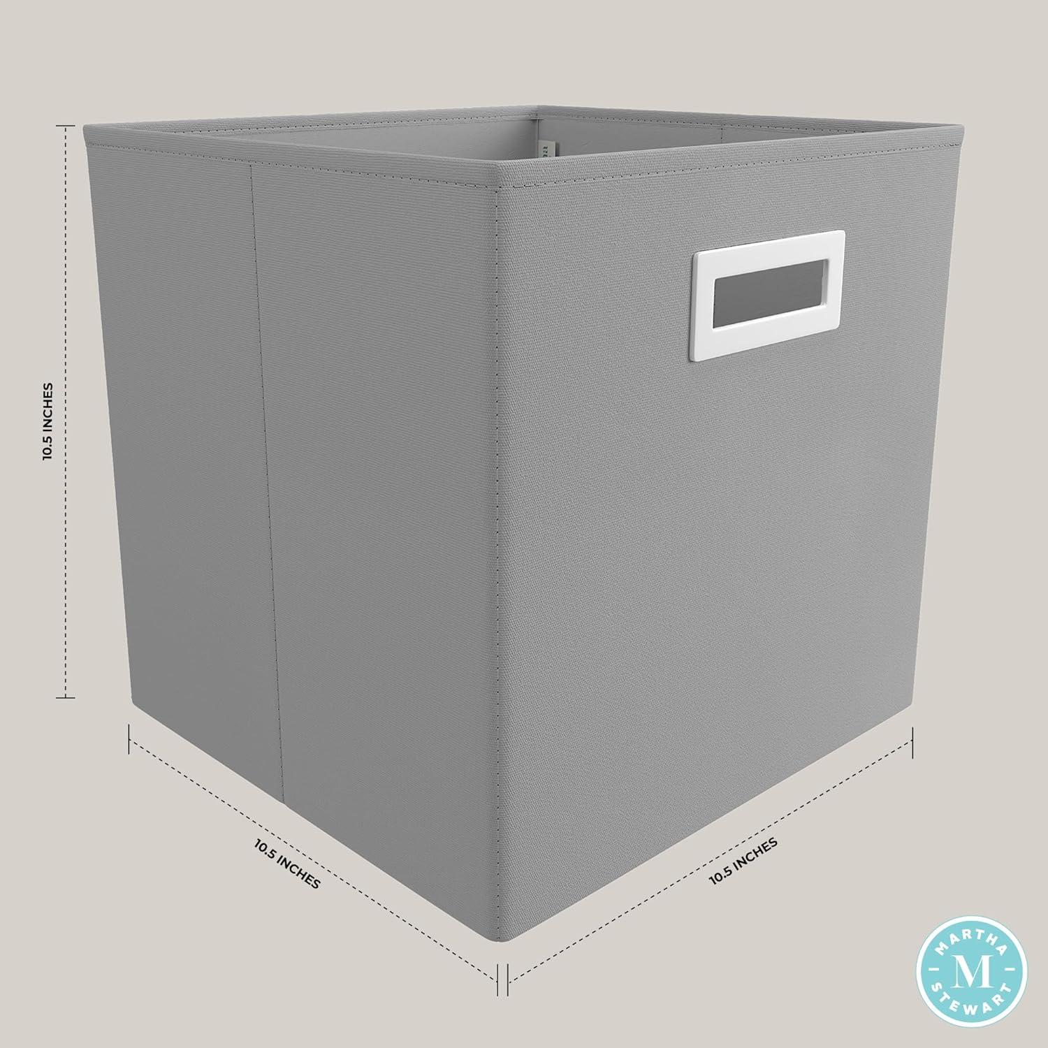 imageMartha Stewart Essential Collapsible Stackable Decorative Home Storage Cube Organization Two Piece Set Includes One Storage Cube With Dividers and One Craft Cube Bedford FloralGrey