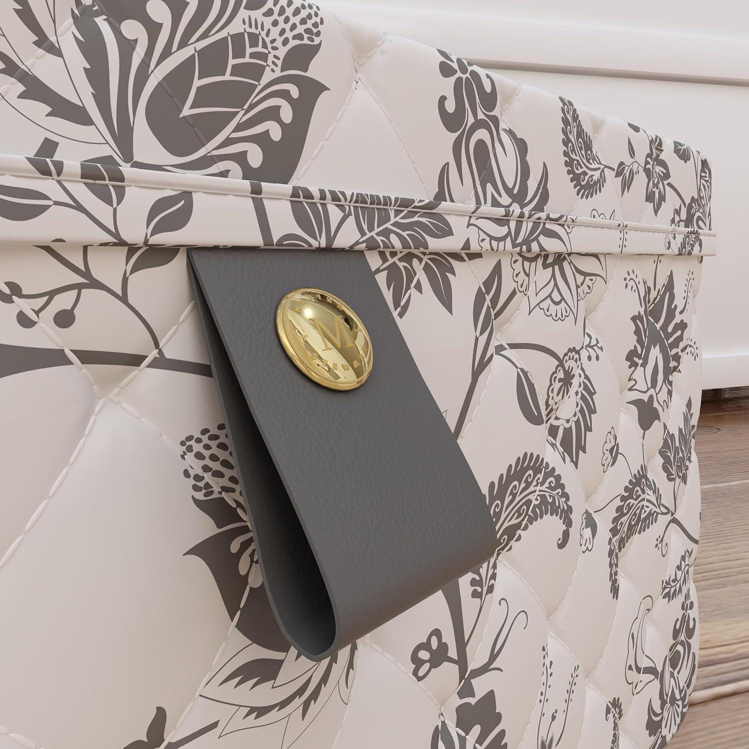 imageMartha Stewart Essential Collapsible Stackable Decorative Home Storage Organization With Lidded Tops Set of 2 Nesting Boxes with Lids GreyBedford Floral