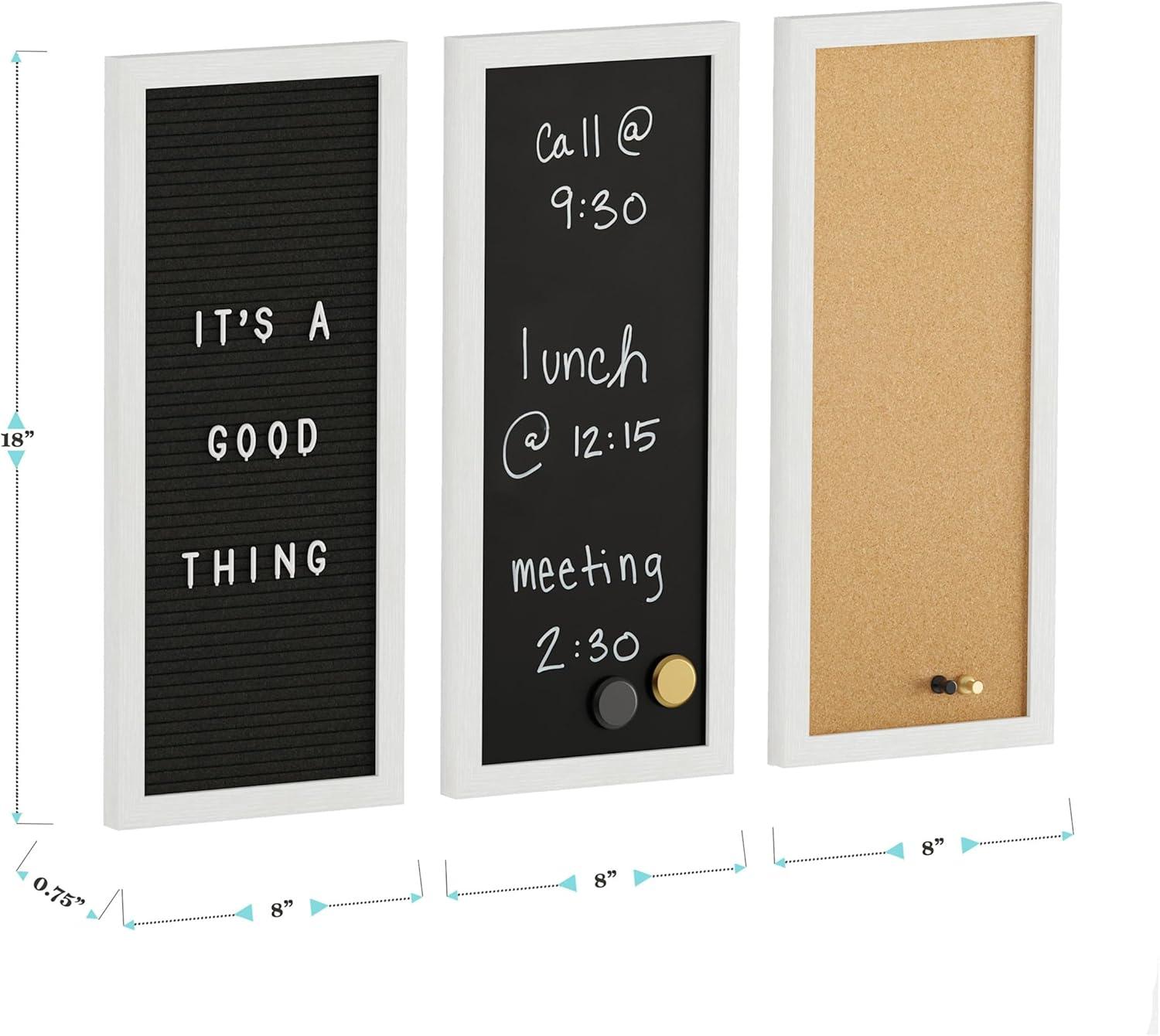 imageMartha Stewart Everette Cork Board Chalk Board Letter Board Set with Included Push Pins Magnets Liquid Chalk Letters 18quot x 24quot Black Woodgrain FrameLight Natural Woodgrain