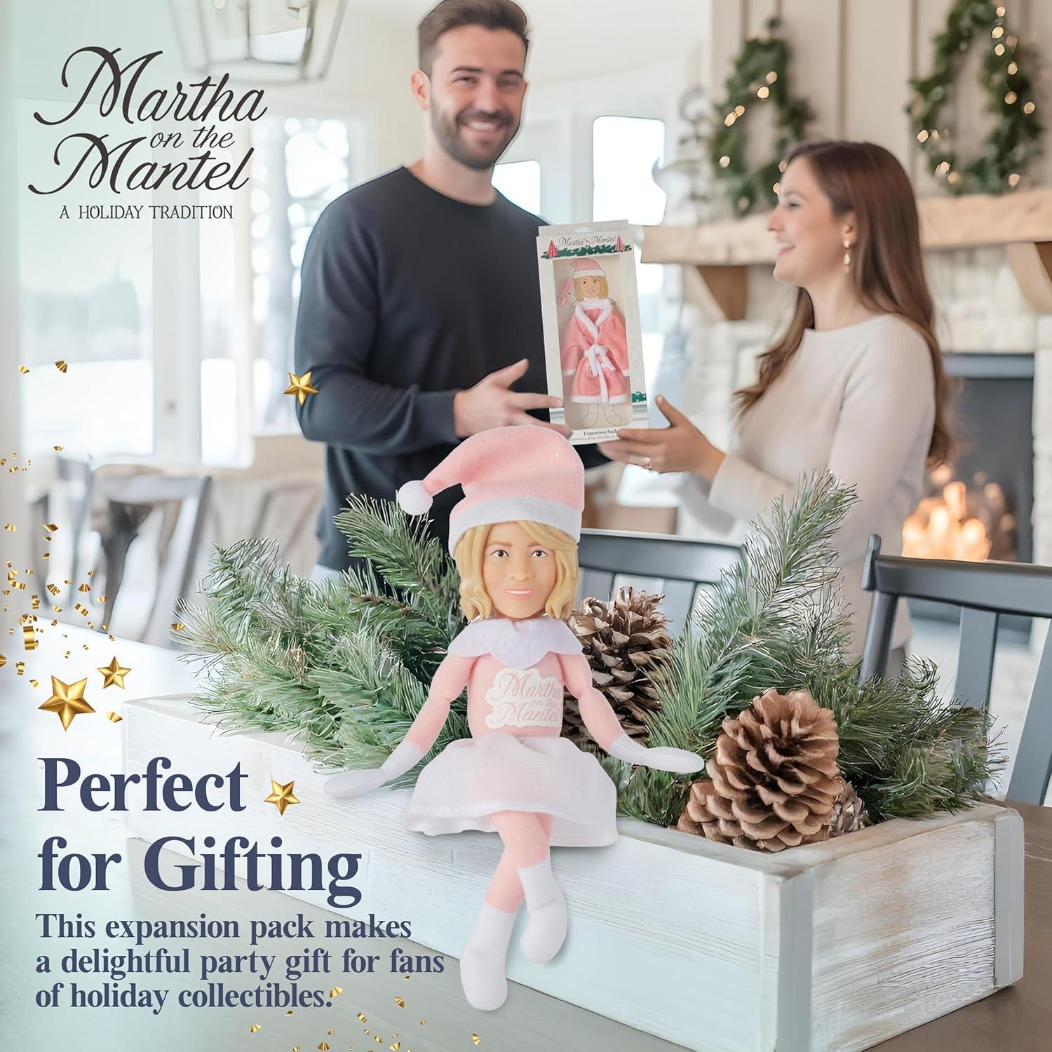 imageMartha Stewart Expansion Pack Plush Robe and Sleep Mask for Martha on the Mantel Elf Funny Holiday Gift Secret Santa Collectible White Elephant Stocking Stuffer GiftExpansion Pack 1
