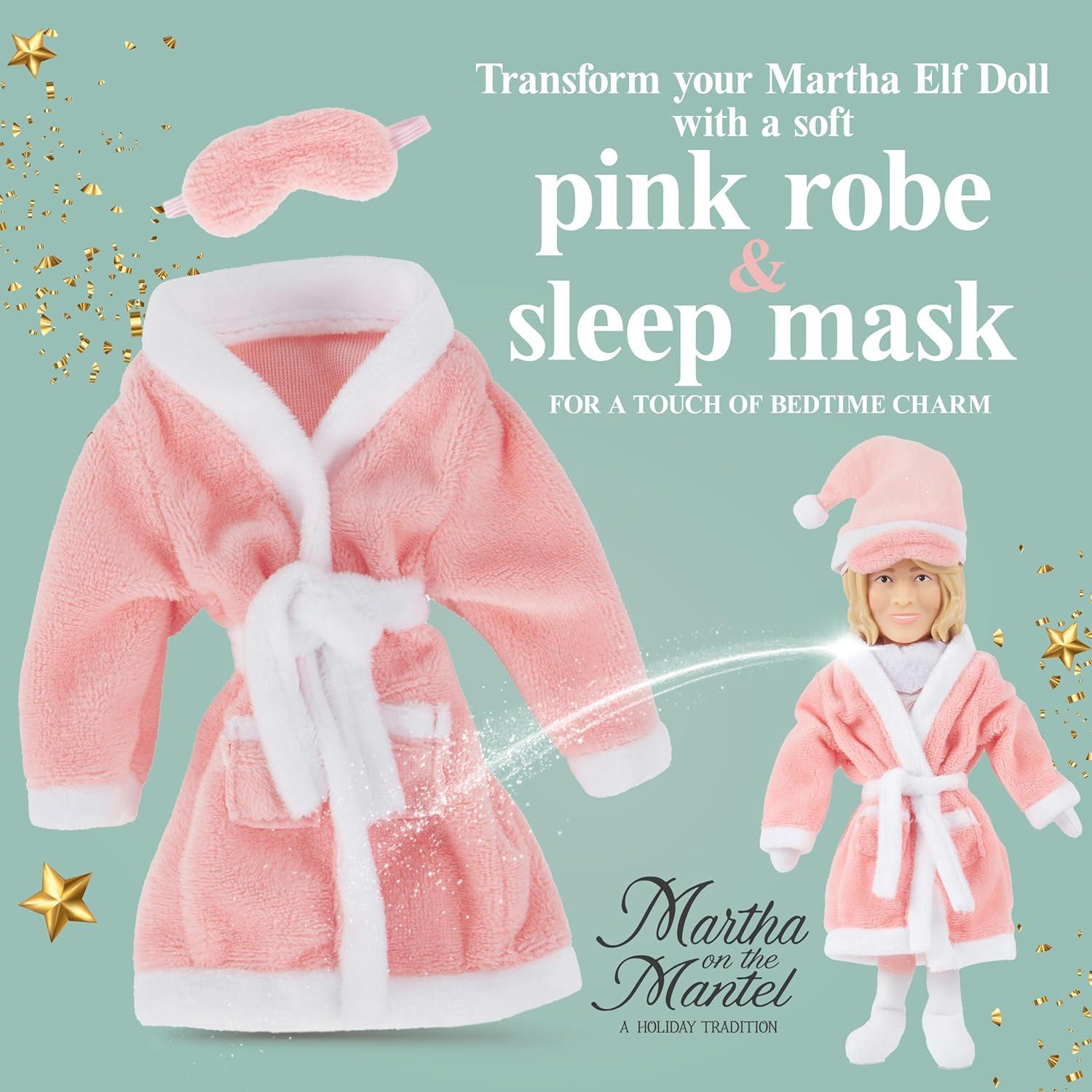 imageMartha Stewart Expansion Pack Plush Robe and Sleep Mask for Martha on the Mantel Elf Funny Holiday Gift Secret Santa Collectible White Elephant Stocking Stuffer GiftExpansion Pack 1