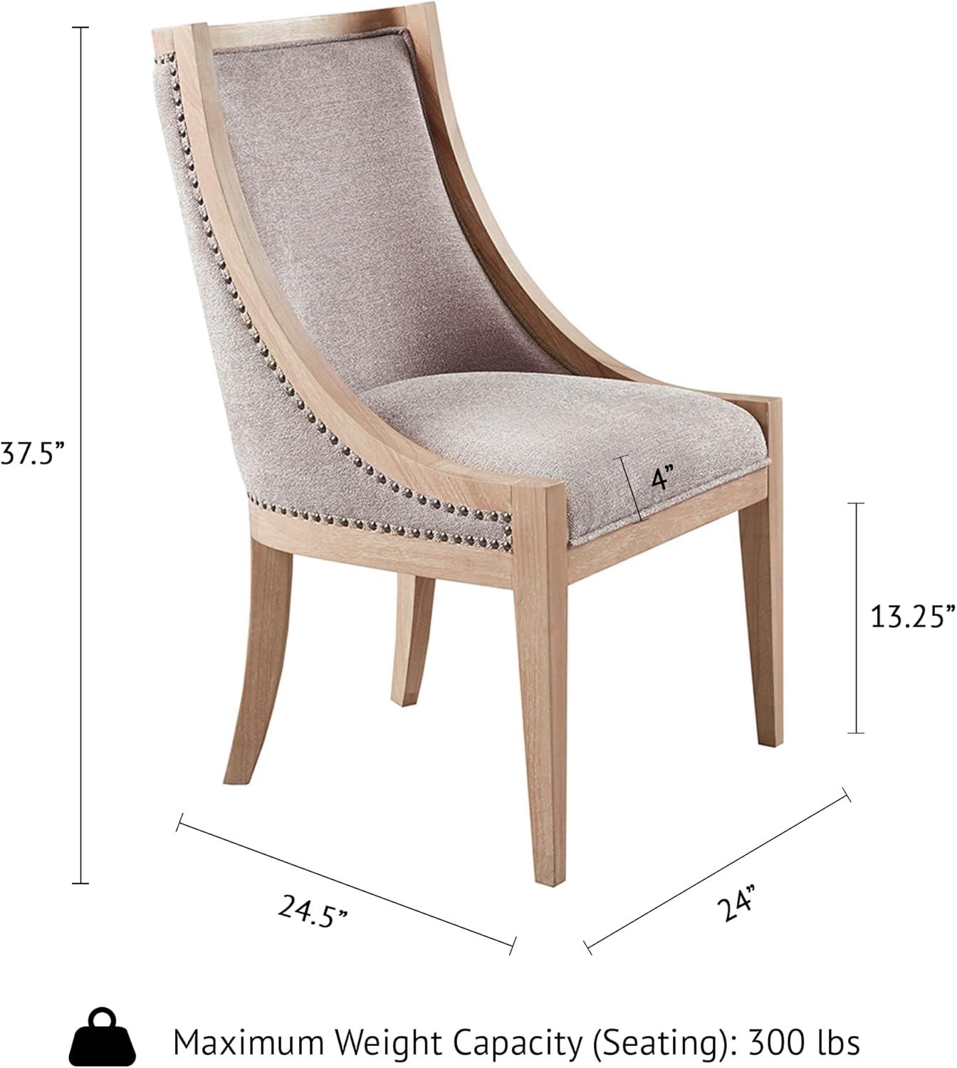 imageMartha Stewart Farmhouse Dining Room Chair Recessed Arm Chair for Bedrooms Nailhead Trim Solid Wood Legs Upholstered Reading Accent Chairs for Living Room Kitchen Dcor Elmherst Linen ColorLinen Color