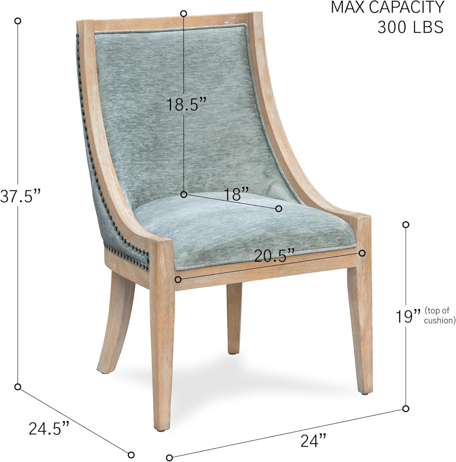 imageMartha Stewart Farmhouse Dining Room Chair Recessed Arm Chair for Bedrooms Nailhead Trim Solid Wood Legs Upholstered Reading Accent Chairs for Living Room Kitchen Dcor Elmherst Linen ColorSoft Green