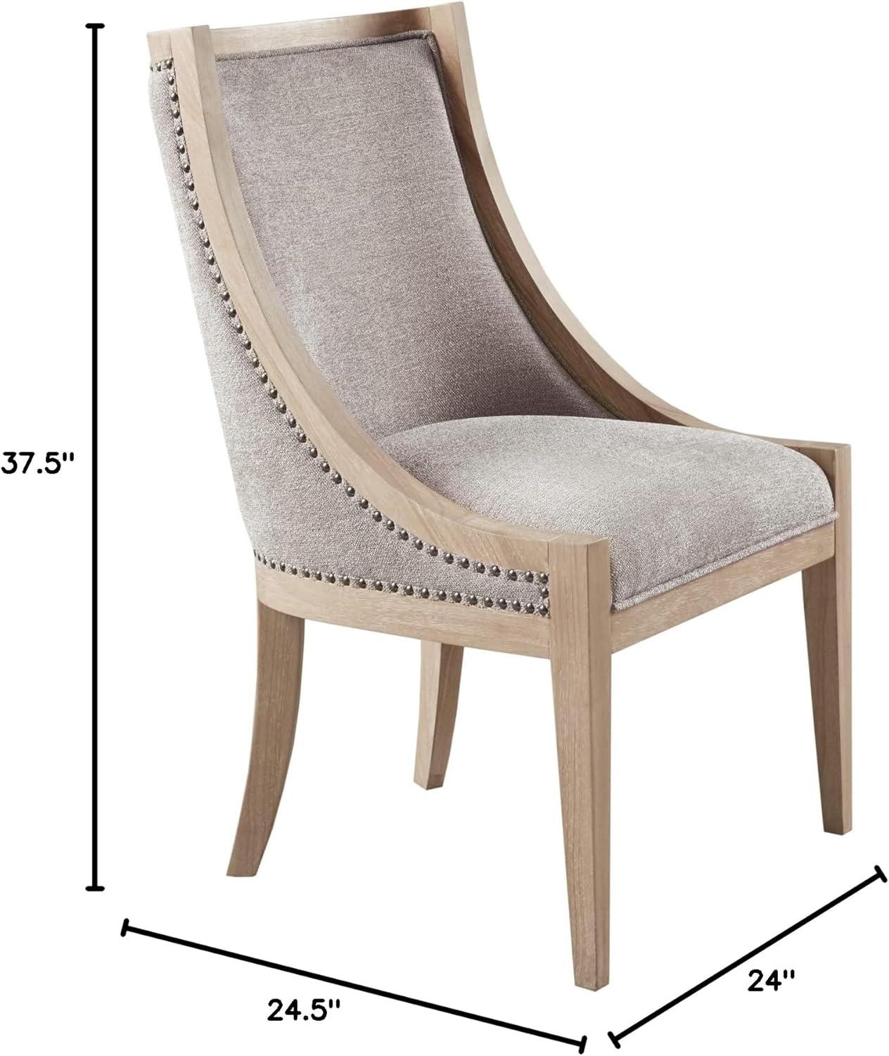imageMartha Stewart Farmhouse Dining Room Chair Recessed Arm Chair for Bedrooms Nailhead Trim Solid Wood Legs Upholstered Reading Accent Chairs for Living Room Kitchen Dcor Elmherst Linen ColorLinen Color