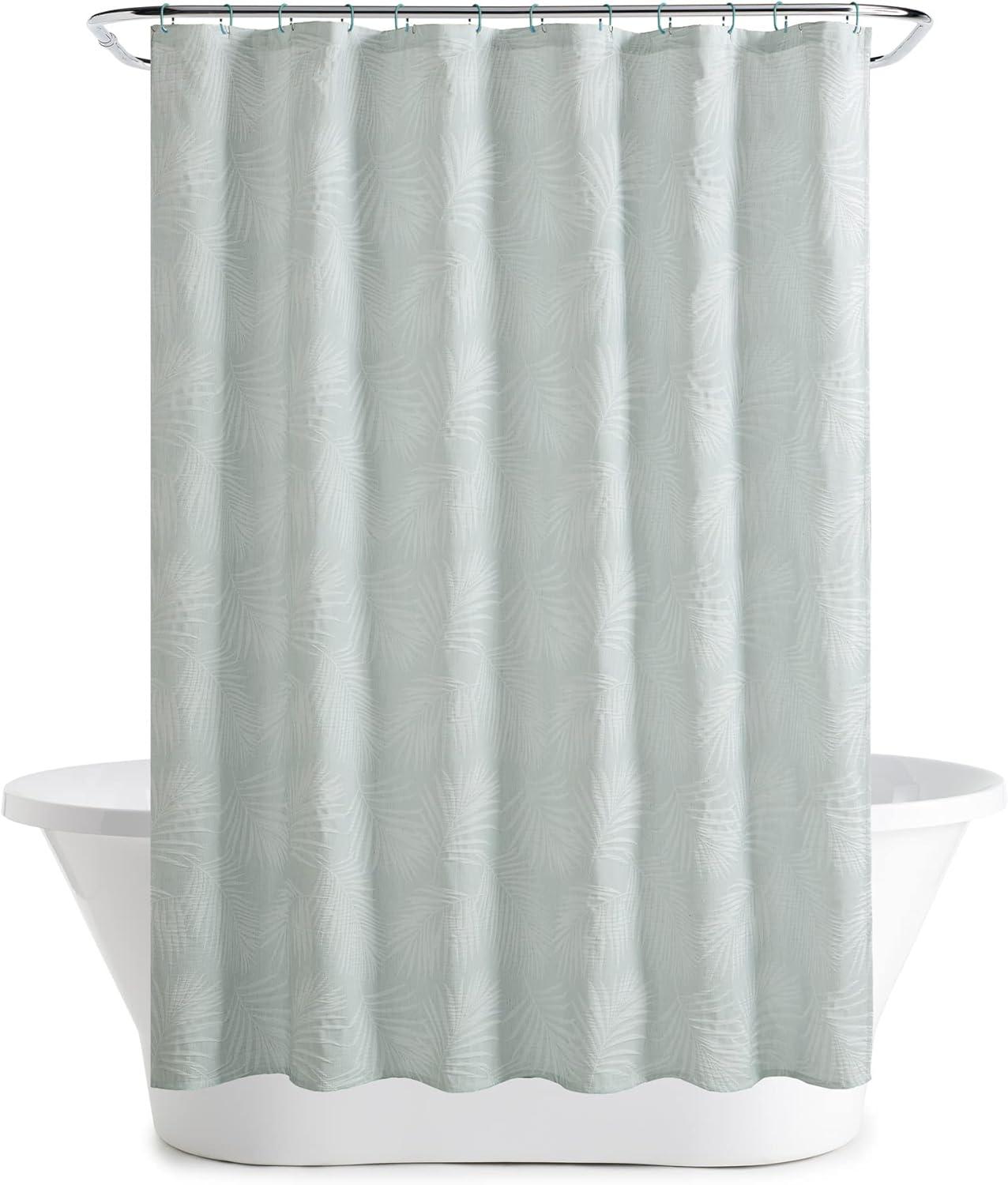 imageMartha Stewart Farmhouse Shower Curtain Coastal Palm Design Fabric Shower Curtain Boho Style with Textured Pucker Weave Modern Tropical Bathroom Dcor Machine Washable 72quot x 72quot Jenine Sage GreenPalm Sage Green