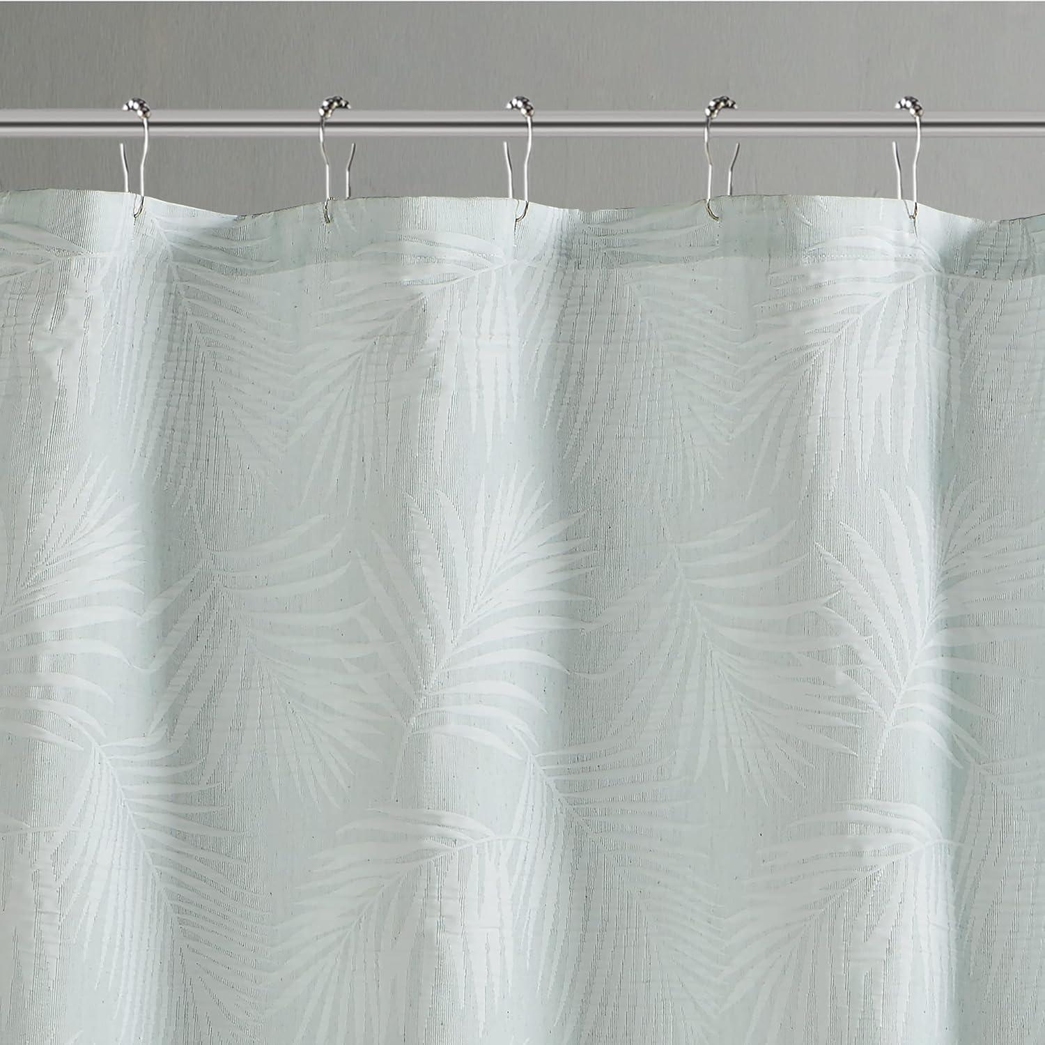 imageMartha Stewart Farmhouse Shower Curtain Coastal Palm Design Fabric Shower Curtain Boho Style with Textured Pucker Weave Modern Tropical Bathroom Dcor Machine Washable 72quot x 72quot Jenine Sage GreenPalm Sage Green