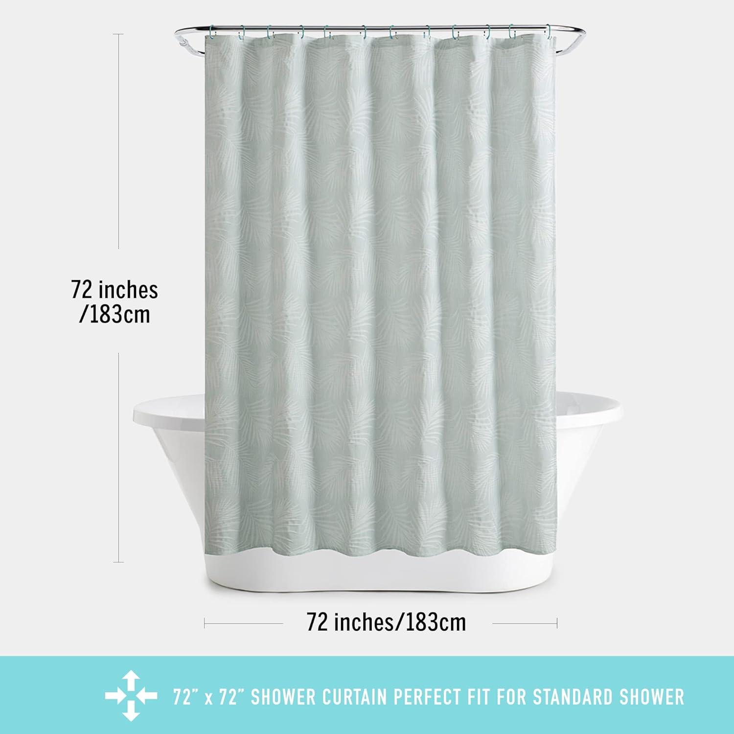 imageMartha Stewart Farmhouse Shower Curtain Coastal Palm Design Fabric Shower Curtain Boho Style with Textured Pucker Weave Modern Tropical Bathroom Dcor Machine Washable 72quot x 72quot Jenine Sage GreenPalm Sage Green