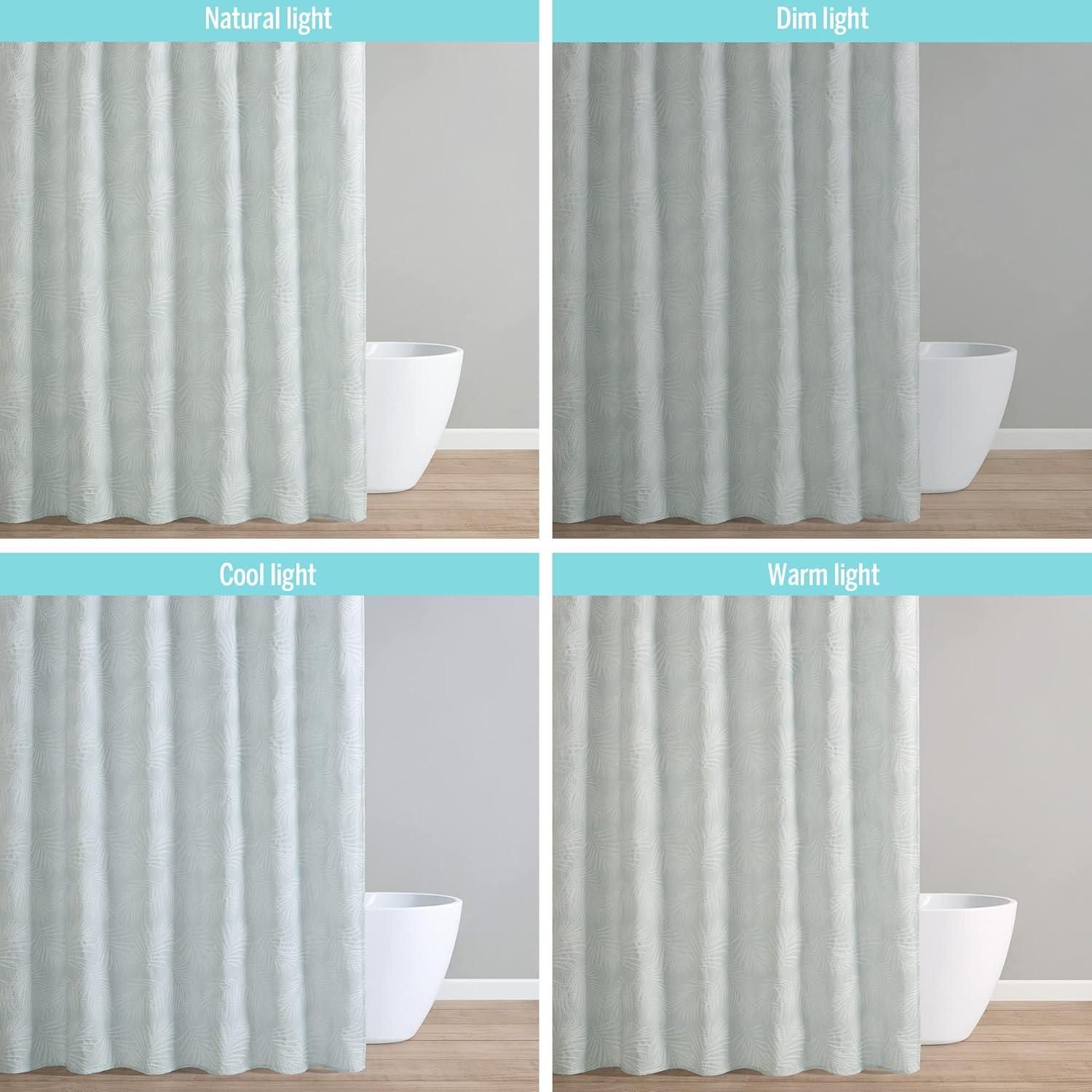 imageMartha Stewart Farmhouse Shower Curtain Coastal Palm Design Fabric Shower Curtain Boho Style with Textured Pucker Weave Modern Tropical Bathroom Dcor Machine Washable 72quot x 72quot Jenine Sage GreenPalm Sage Green