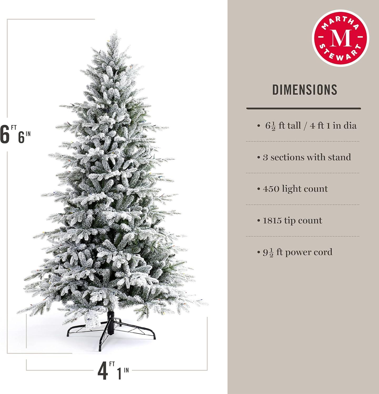 imageMartha Stewart Flocked Natural PreLit Artificial Christmas TreeClear White Lights