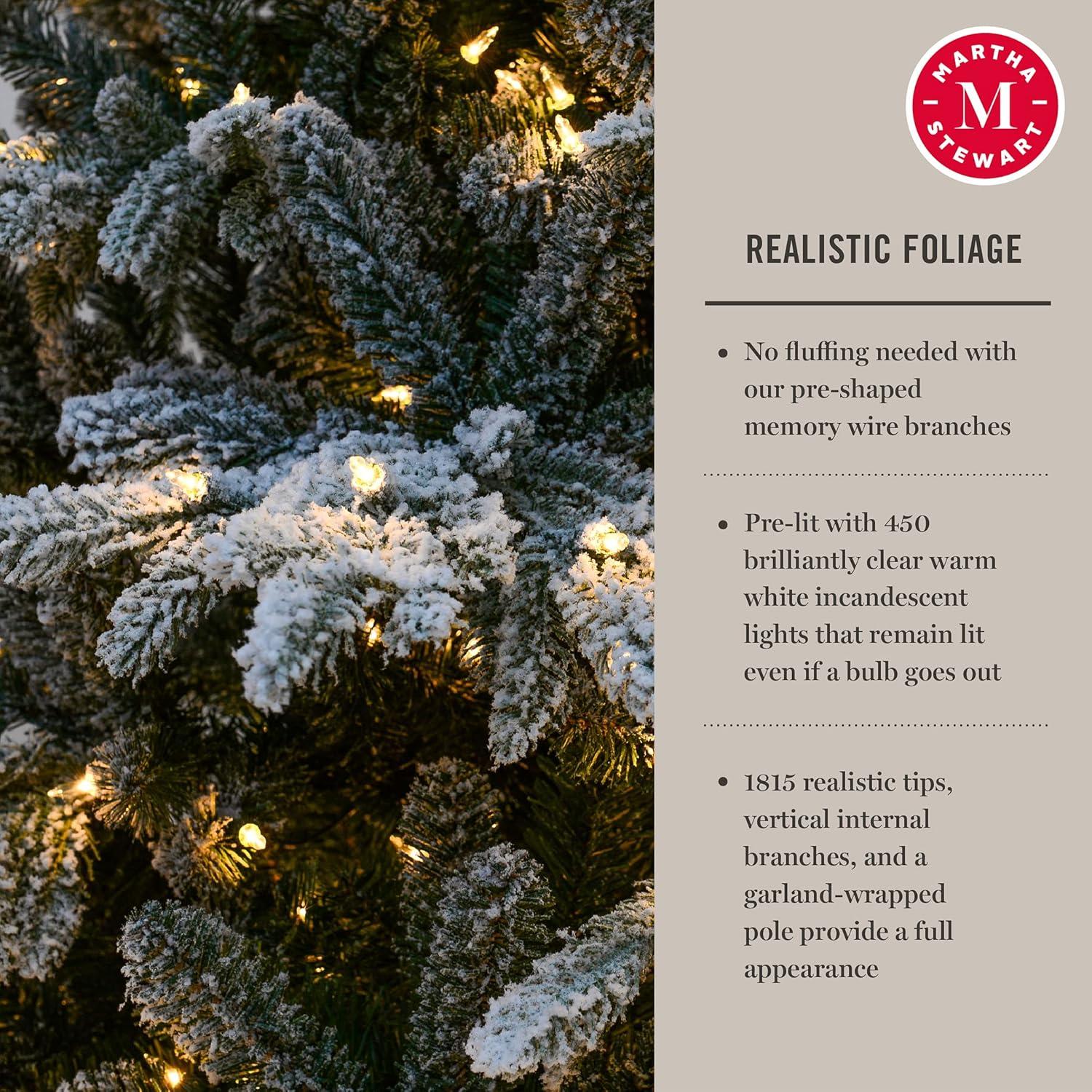 imageMartha Stewart Flocked Natural PreLit Artificial Christmas TreeClear White Lights