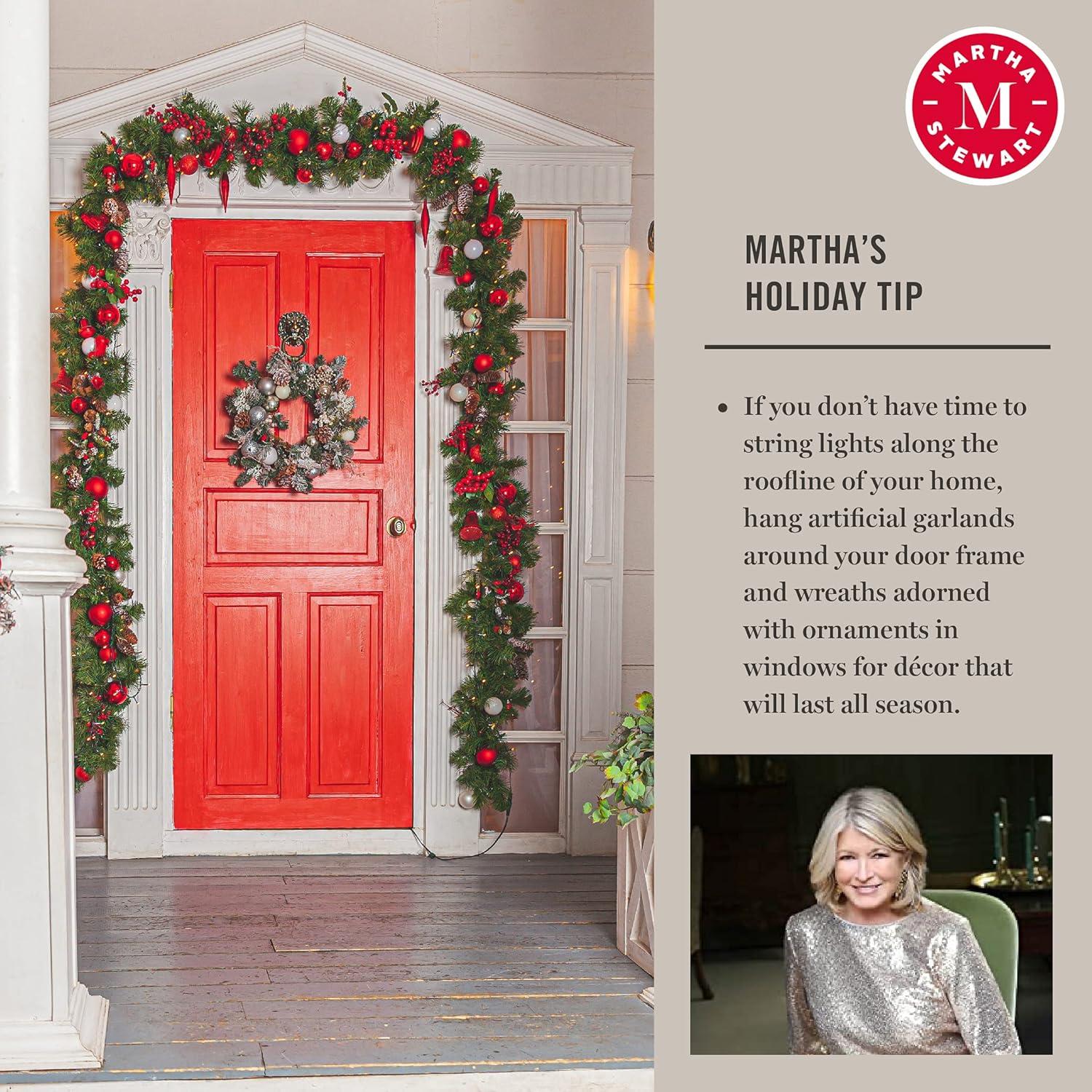 imageMartha Stewart Flocked Natural PreLit Artificial Christmas TreeClear White Lights