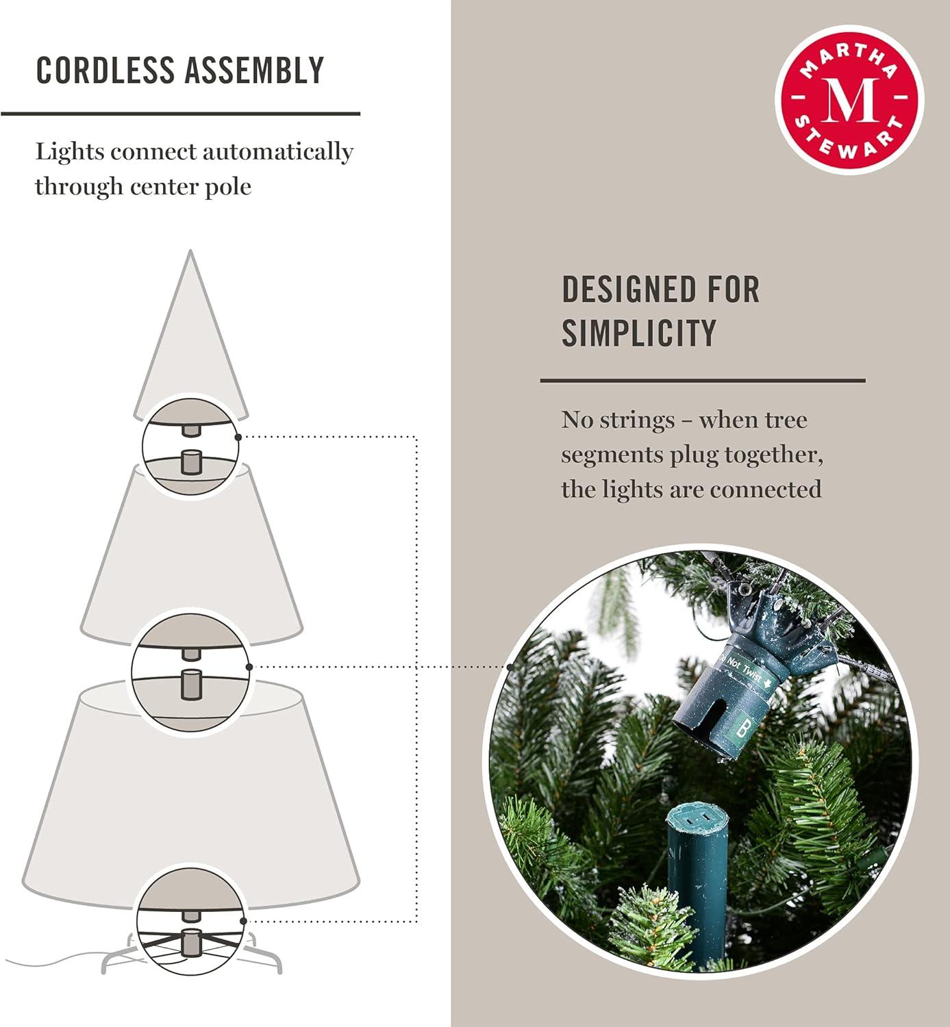 imageMartha Stewart Flocked Natural PreLit Artificial Christmas TreeClear White Lights