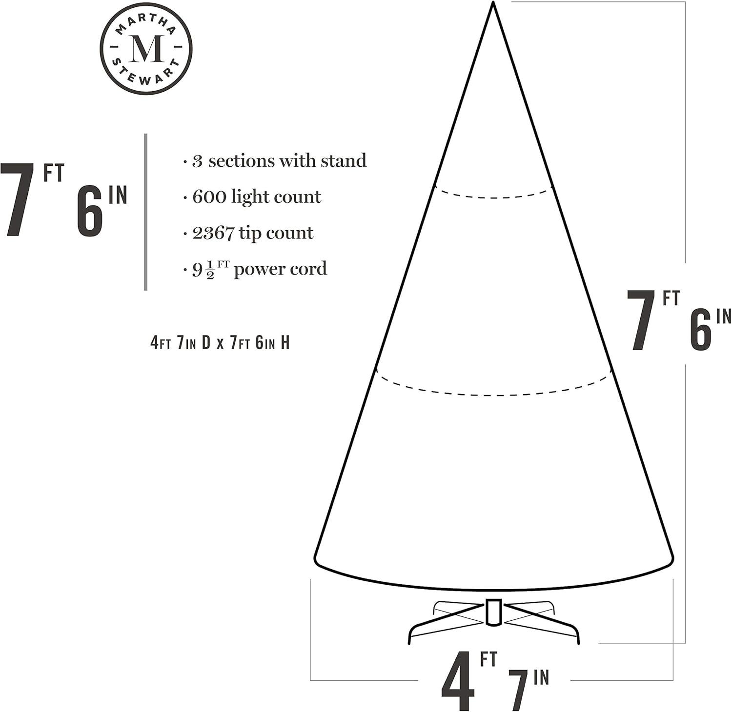 imageMartha Stewart Flocked Natural PreLit Artificial Christmas TreeClear White Lights