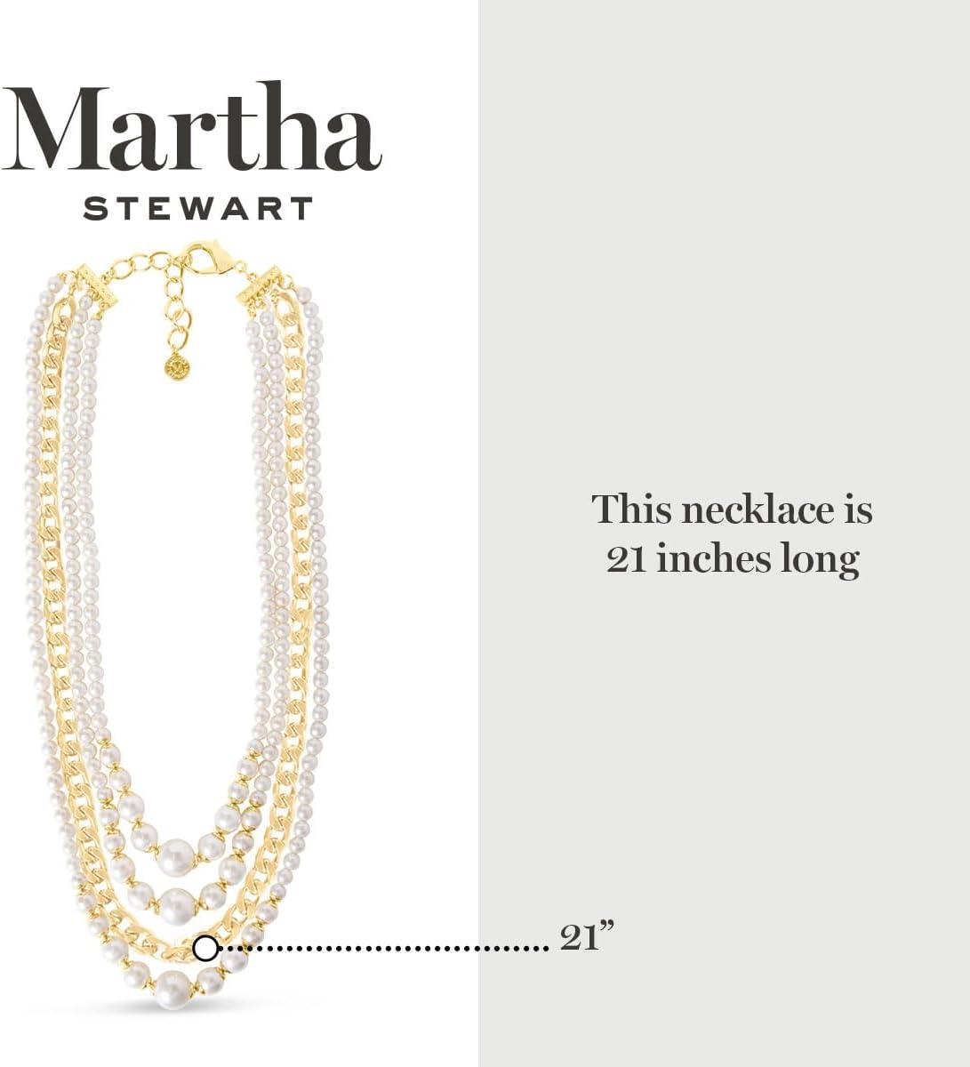 imageMartha Stewart Four Strand Pearl and Chain Necklace In Gold For Women