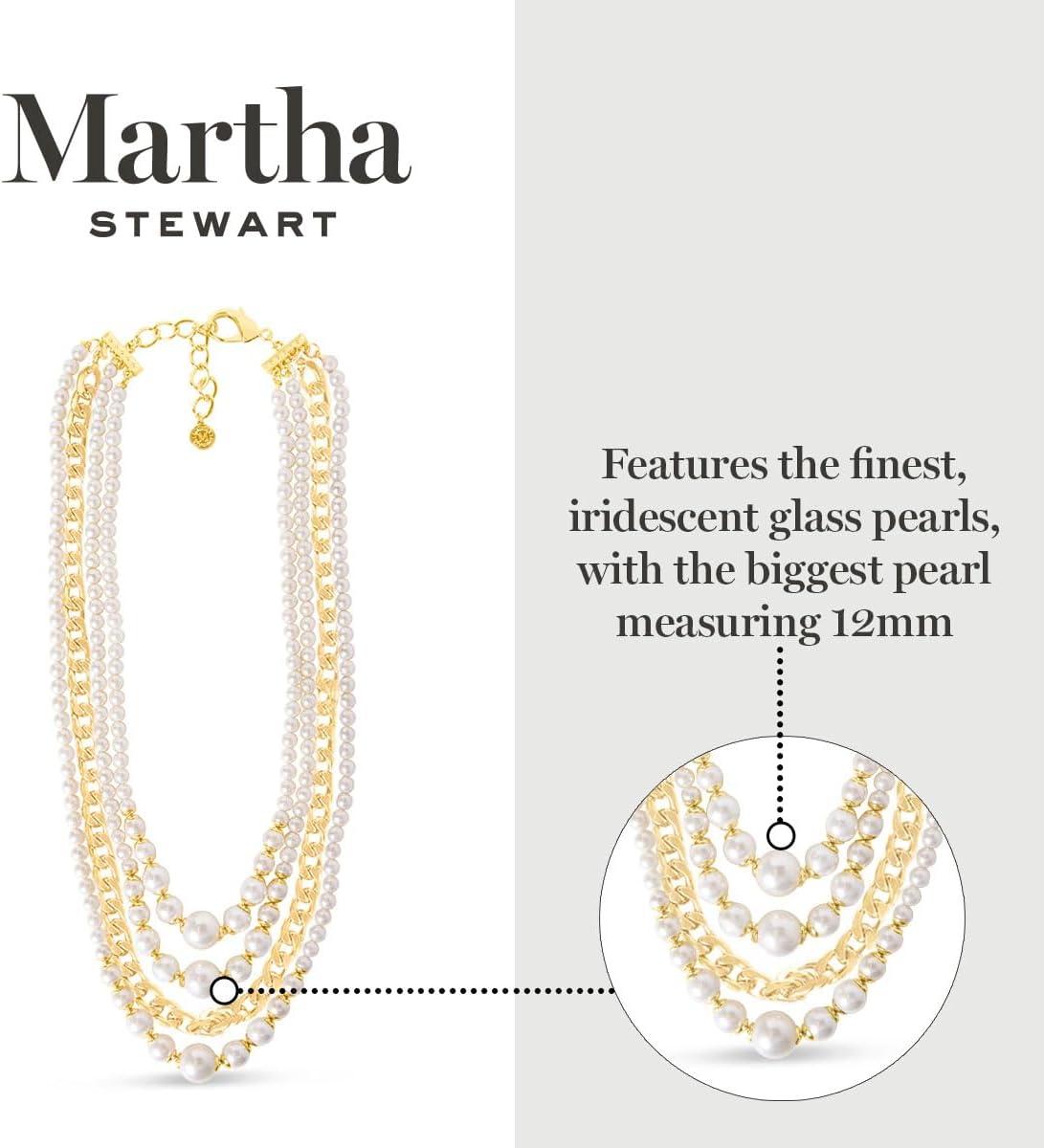 imageMartha Stewart Four Strand Pearl and Chain Necklace In Gold For Women