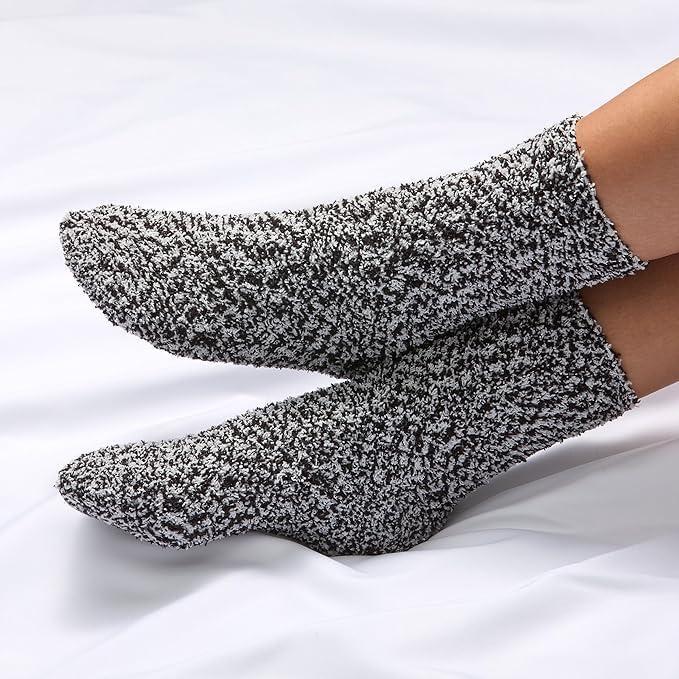 imageMartha Stewart Fuzzy Socks For Women 2 Pairs Warm And Cozy For Winter Stocking StufferBlackSilver Grey