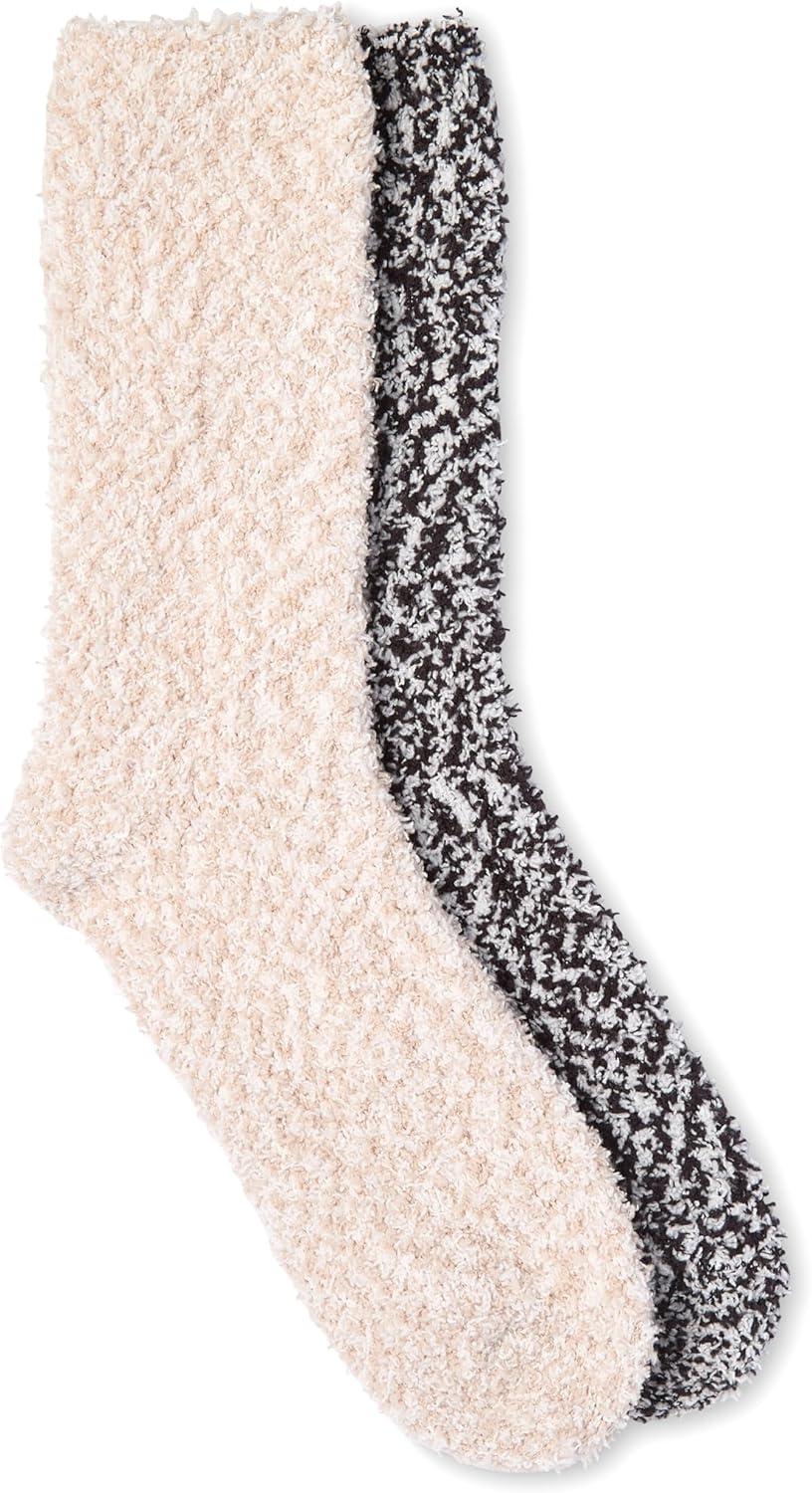 imageMartha Stewart Fuzzy Socks For Women 2 Pairs Warm And Cozy For Winter Stocking StufferBlackSilver Grey