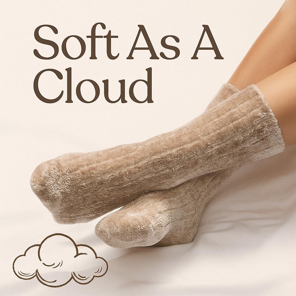 imageMartha Stewart Fuzzy Socks For Women Warm And Cozy For Winter Perfect For Home CableGreyPink