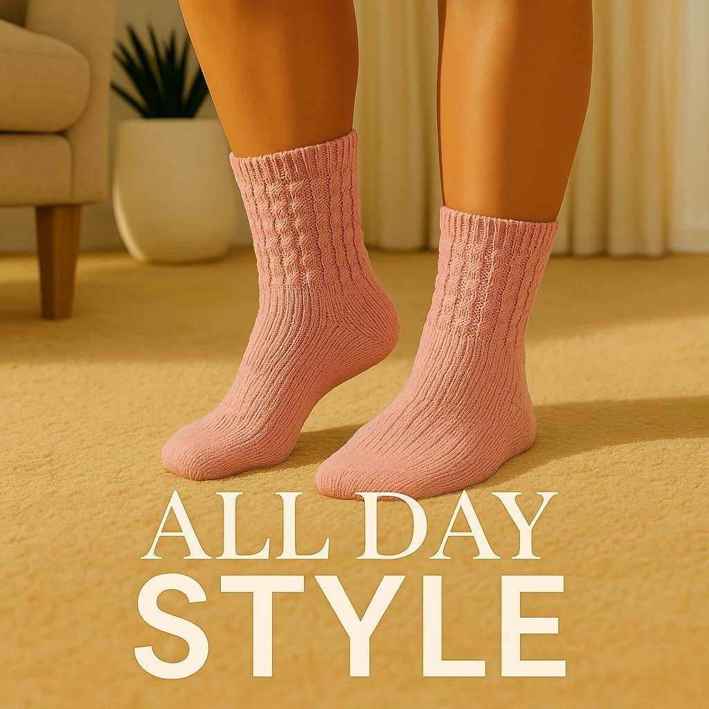 imageMartha Stewart Fuzzy Socks For Women Warm And Cozy For Winter Perfect For Home CableGreyPink